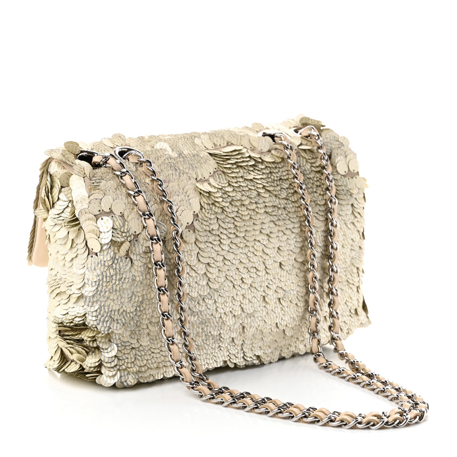 Sequin Paillette Small Flap Beige — view 3