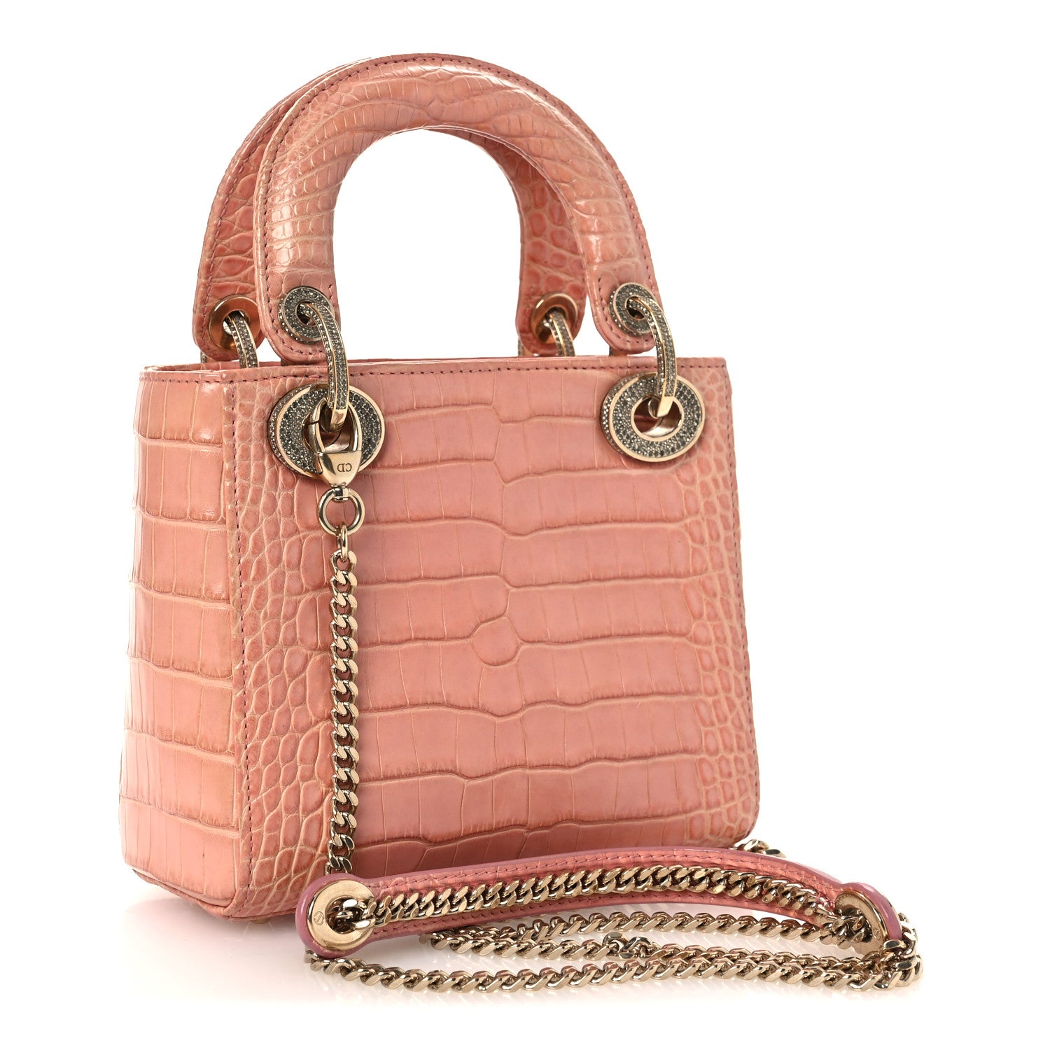 Alligator Crystal Mini Lady Dior Pink — view 3