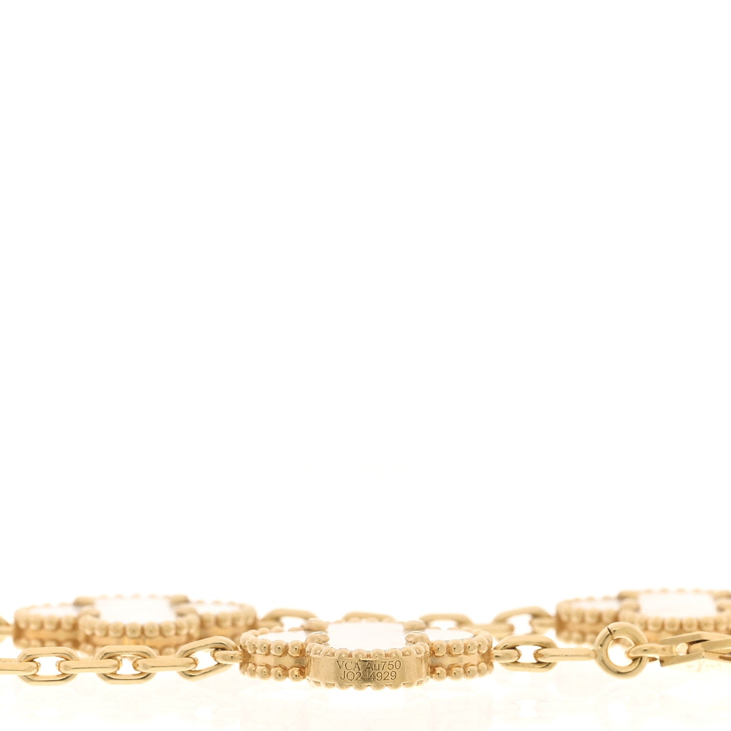 18K Yellow Gold Mother of Pearl 5 Motifs Vintage Alhambra Bracelet — view 3