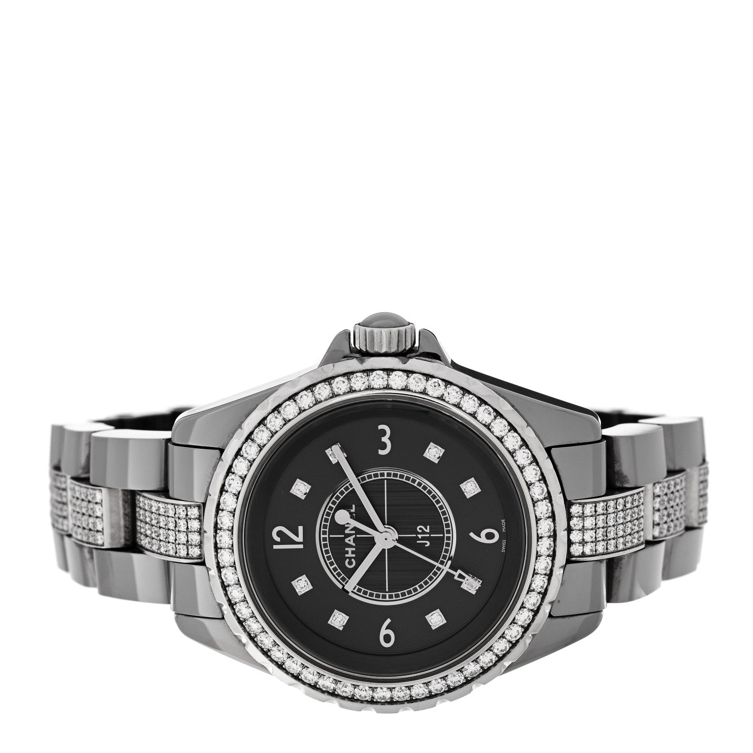 Stainless Steel Ceramic Diamond 33mm J12 Quartz Watch Grey — view 2