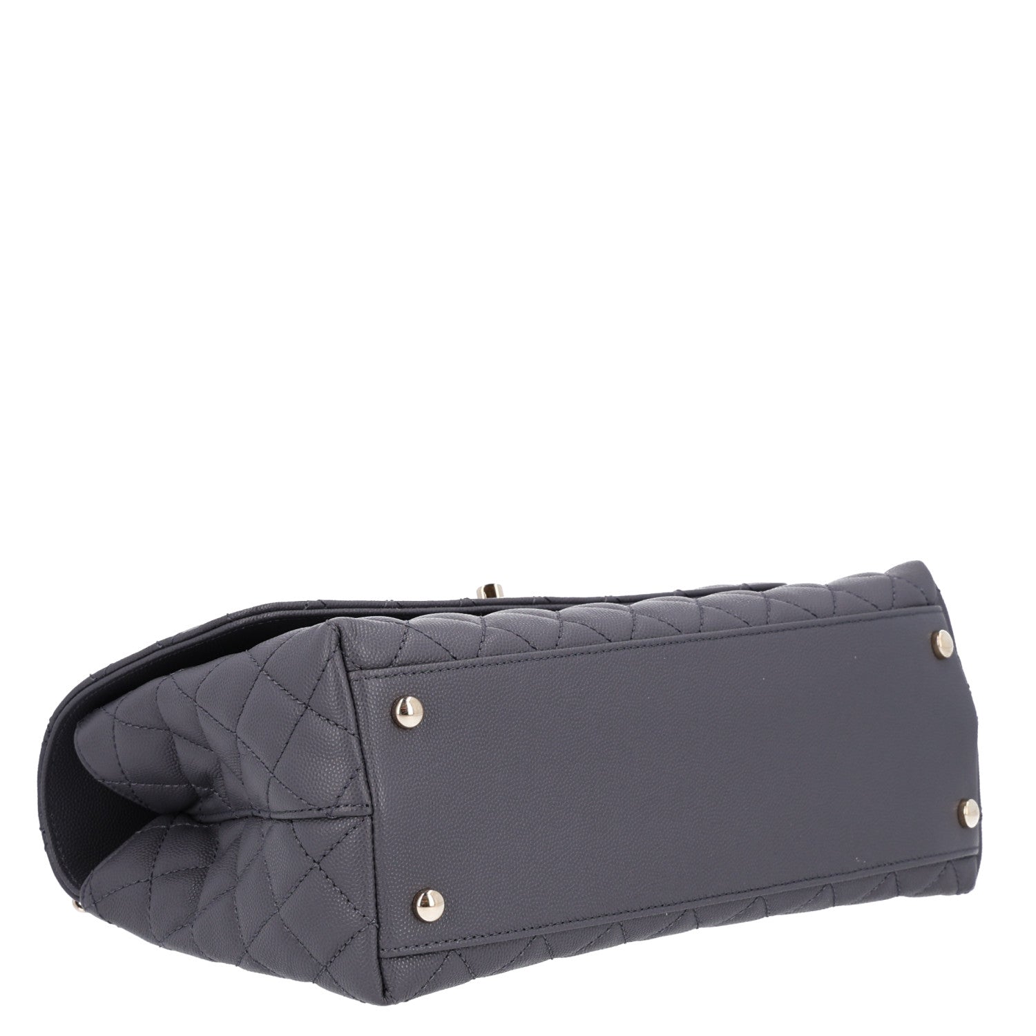 Caviar Quilted Small Coco Handle Flap Dark Grey — view 4
