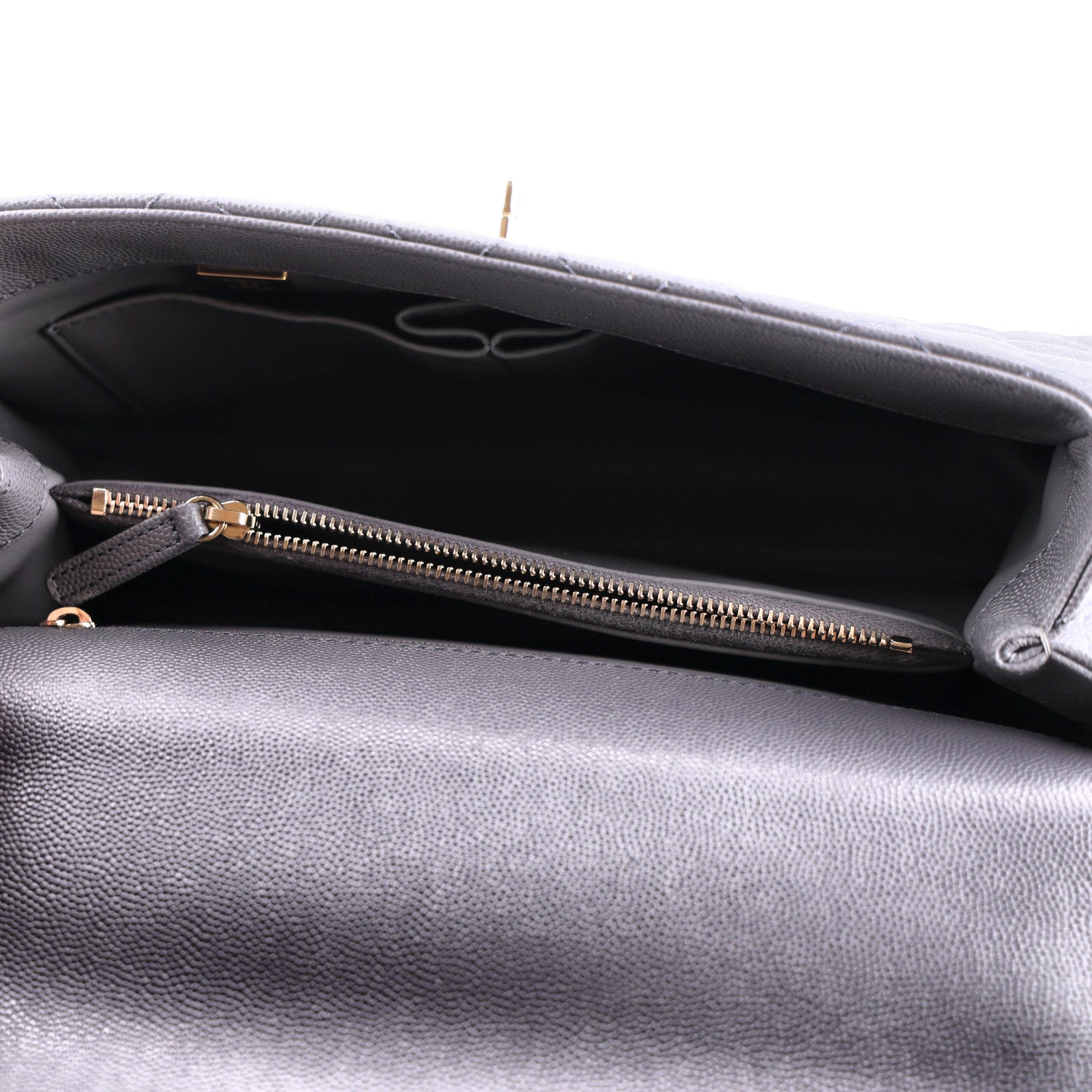 Caviar Quilted Small Coco Handle Flap Dark Grey — view 5
