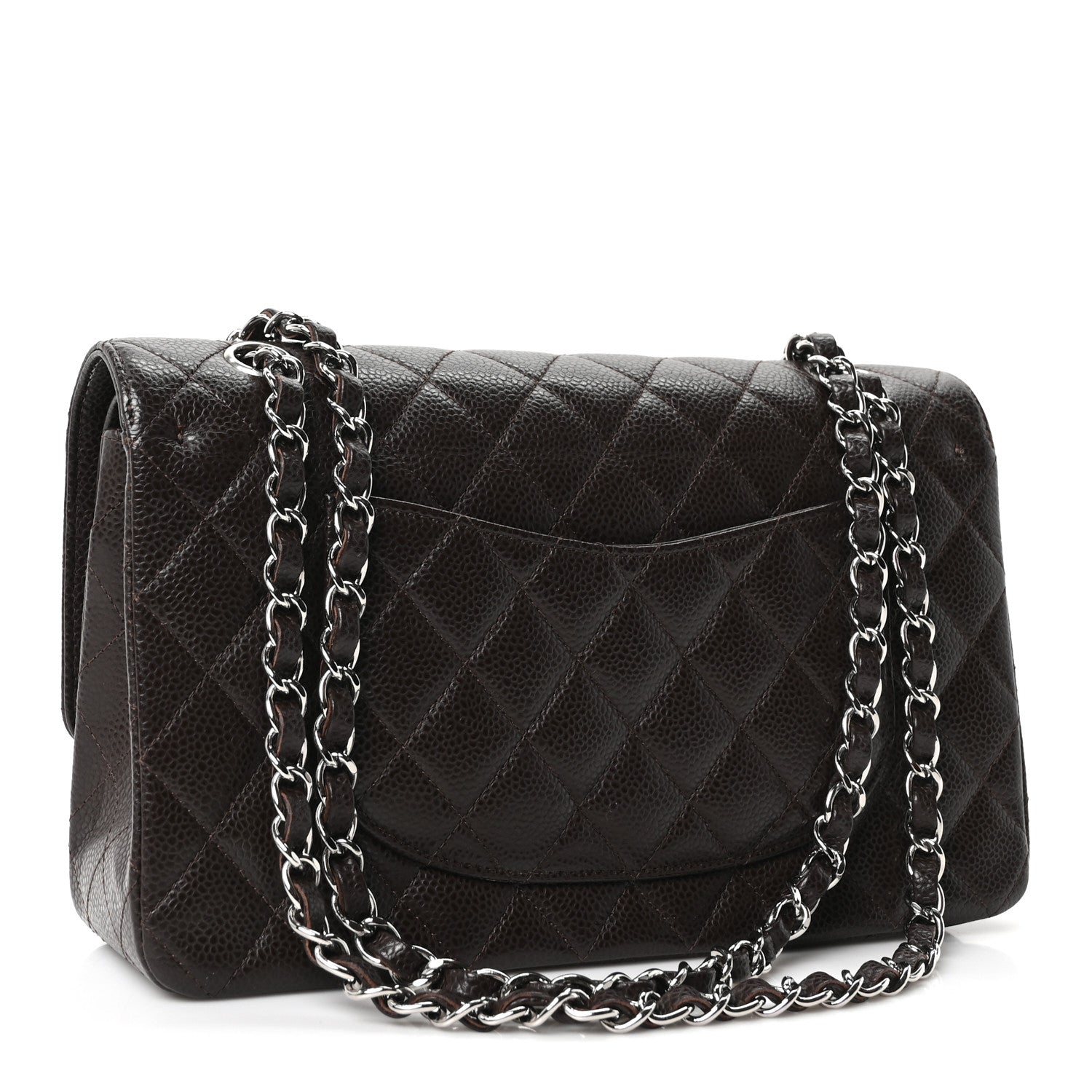 Caviar Quilted Medium Double Flap Brown — view 3