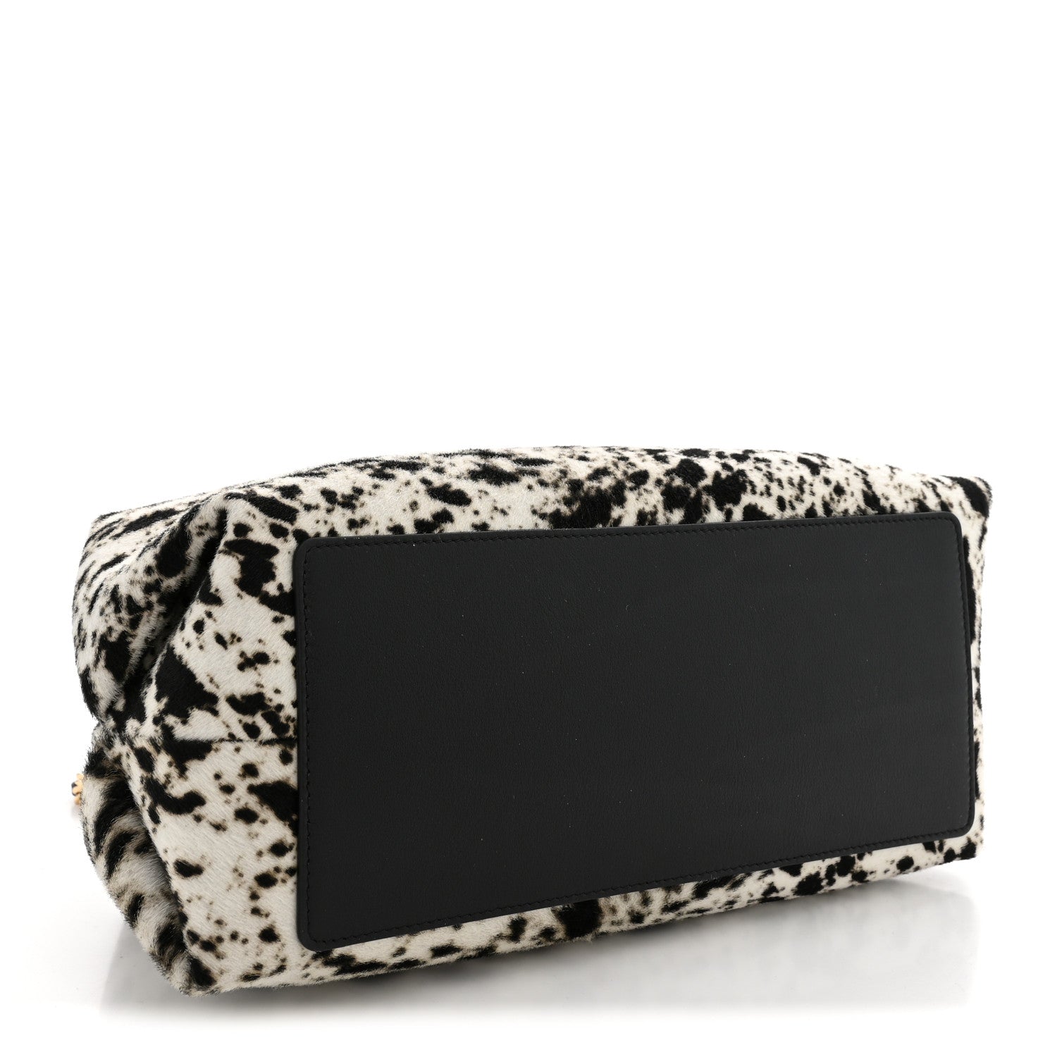 Lambskin Pony Hair Printed Clutch With Chain Black White — view 4