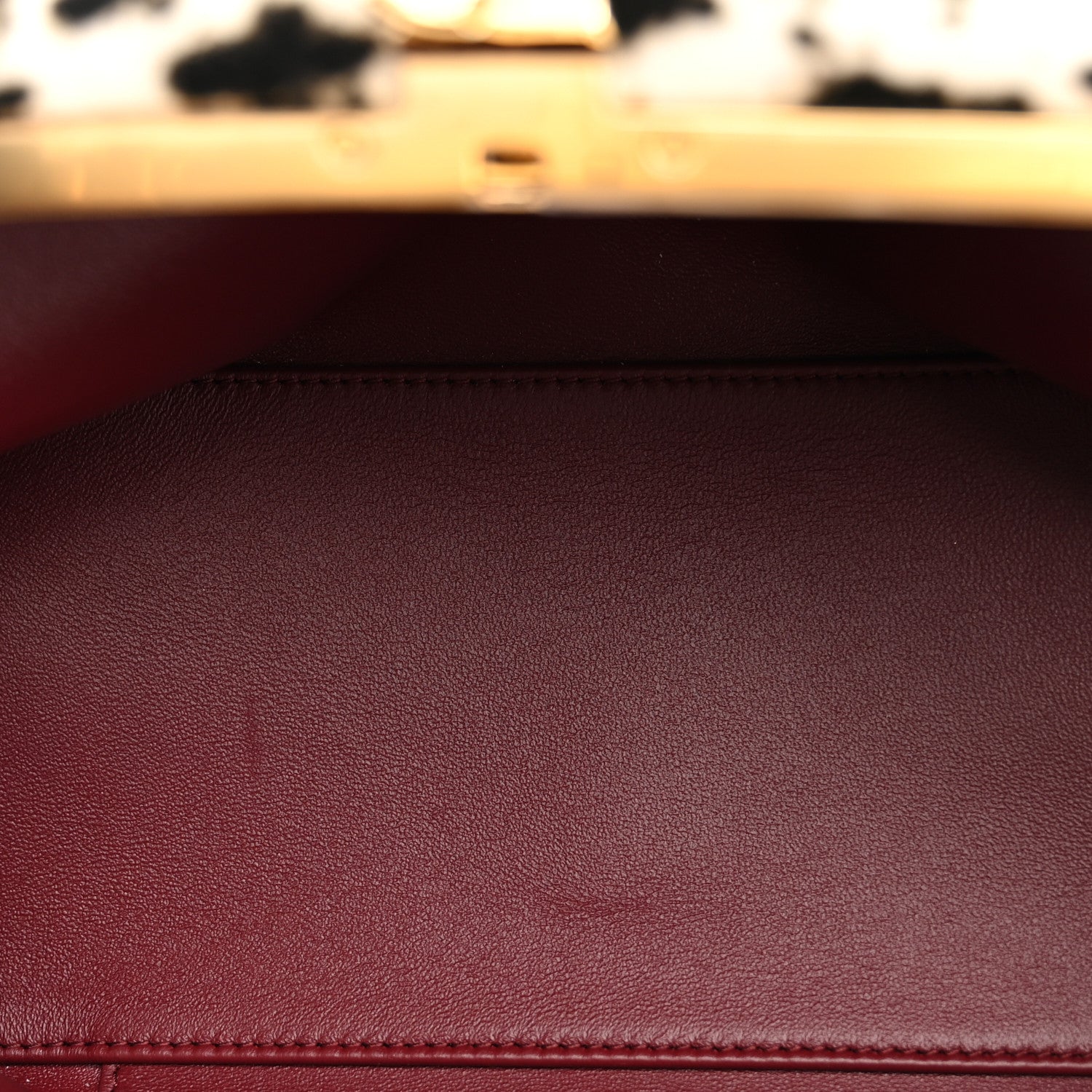 Lambskin Pony Hair Printed Clutch With Chain Black White — view 5