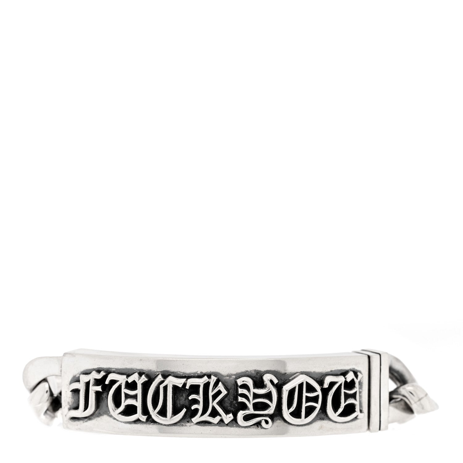 Sterling Silver Fck You Link Curb Chain Bracelet