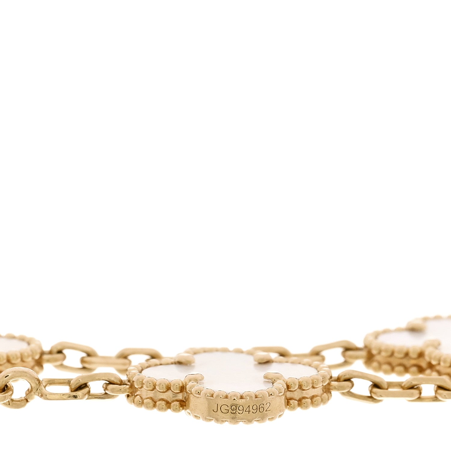 18K Yellow Gold Mother of Pearl 5 Motifs Vintage Alhambra Bracelet — view 3