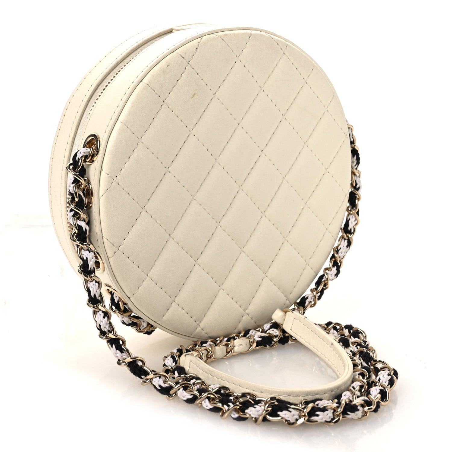 Lambskin Coco Lifesaver Round Bag Black White — view 2