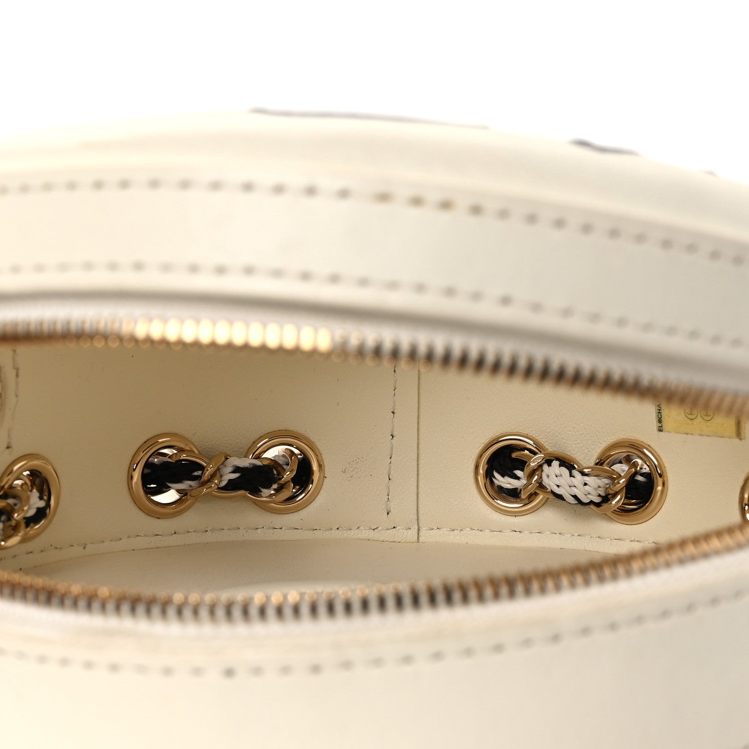 Lambskin Coco Lifesaver Round Bag Black White — view 5