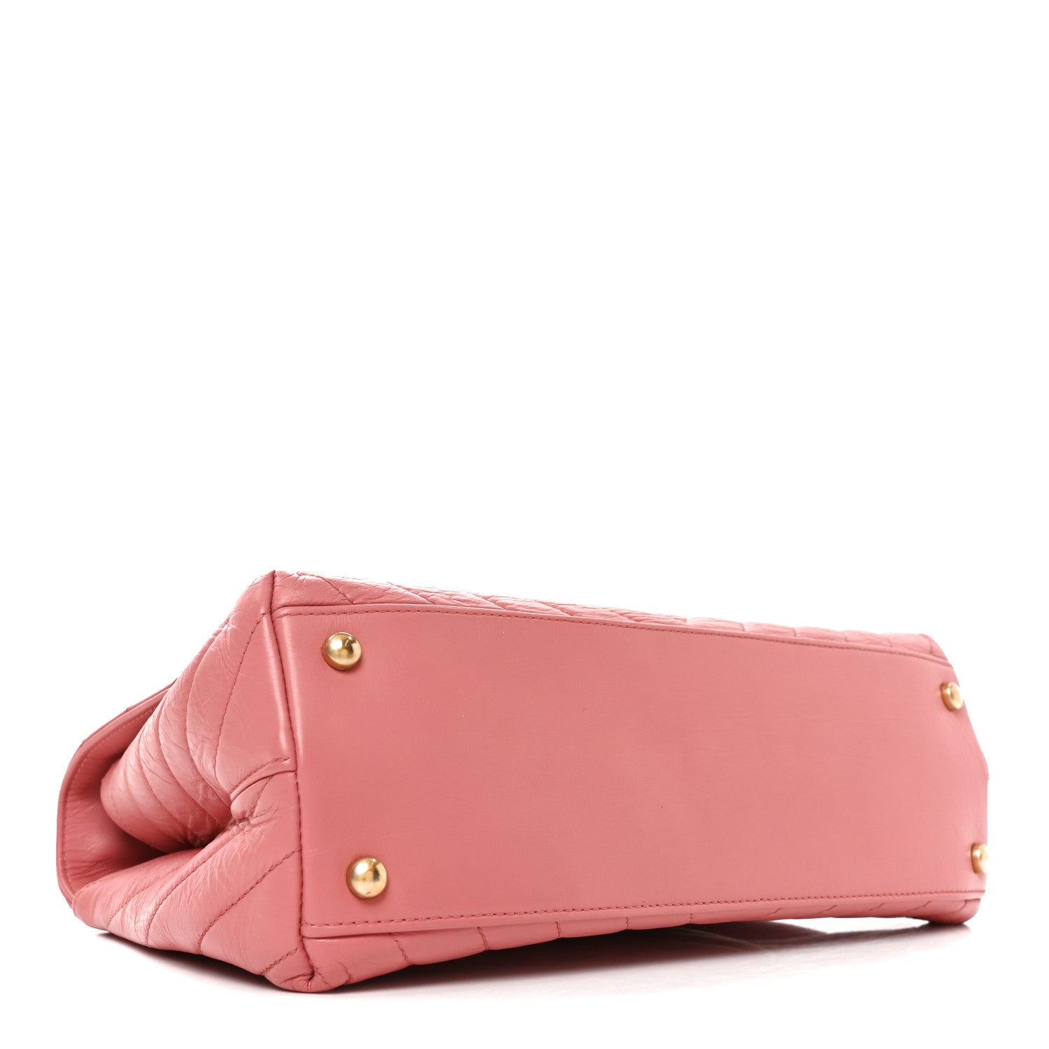 Calfskin Lizard Chevron Quilted Small Coco Handle Flap Pink — view 3