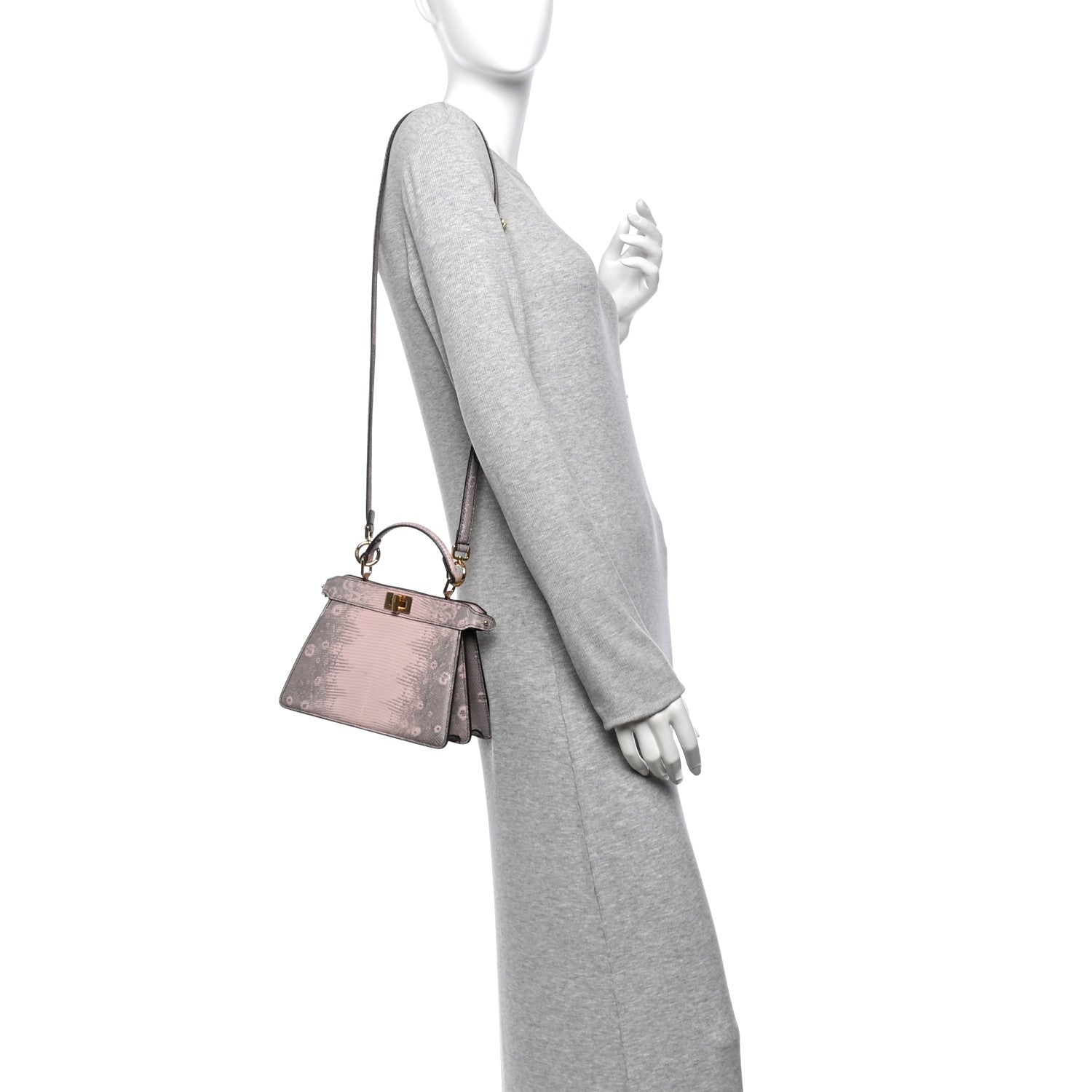 Lizard Togo Lucido Petite Peekaboo I SEE U Satchel Soft Berry — view 2