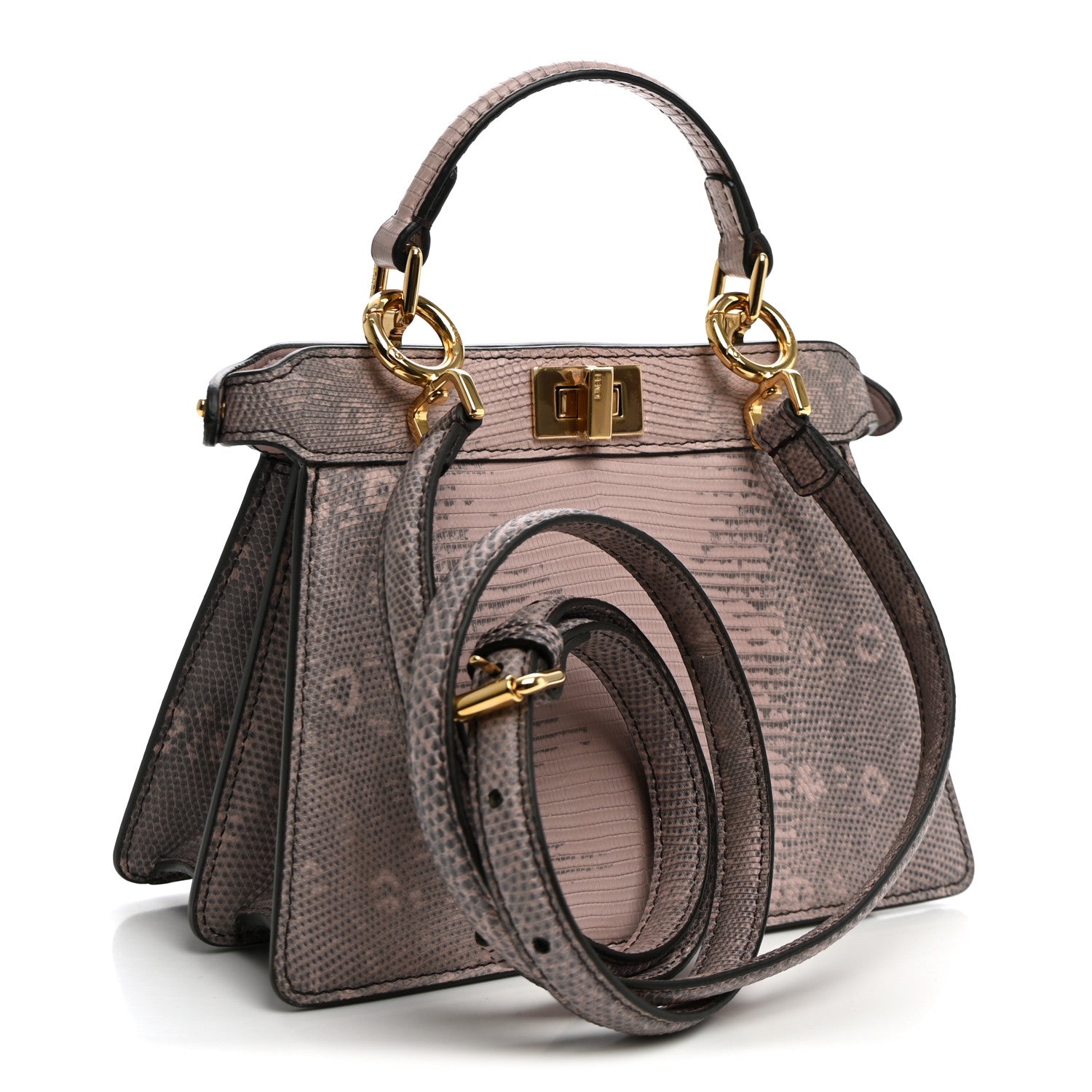Lizard Togo Lucido Petite Peekaboo I SEE U Satchel Soft Berry — view 3