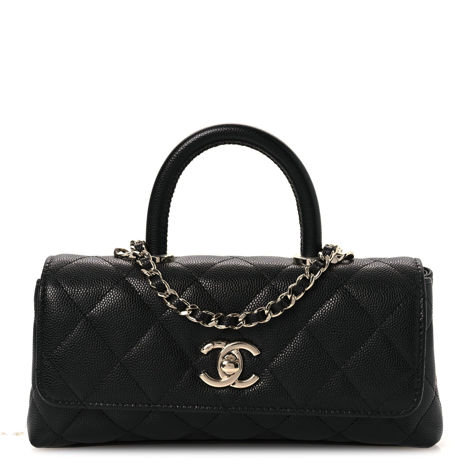 Caviar Quilted Maxi East West Coco Handle Flap Black — view 1