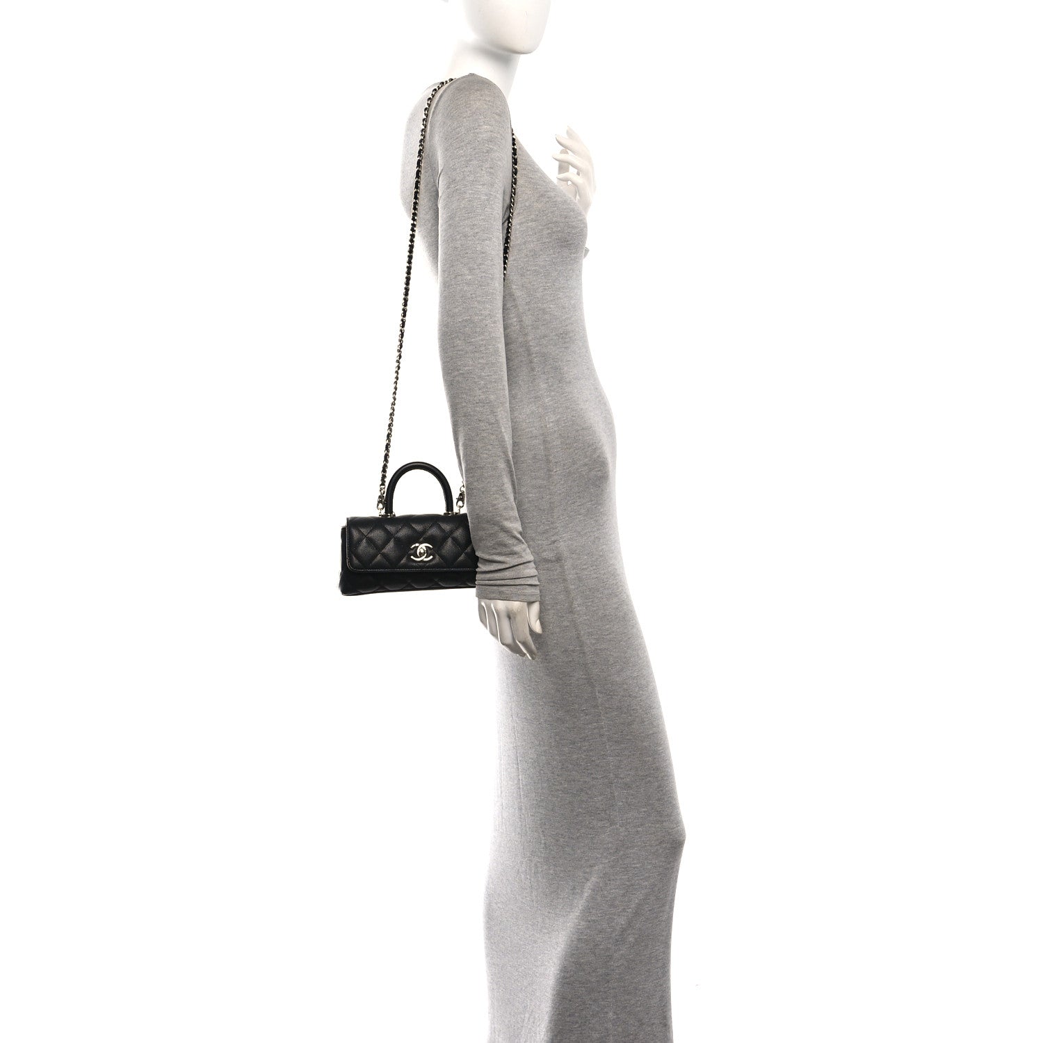 Caviar Quilted Maxi East West Coco Handle Flap Black — view 2