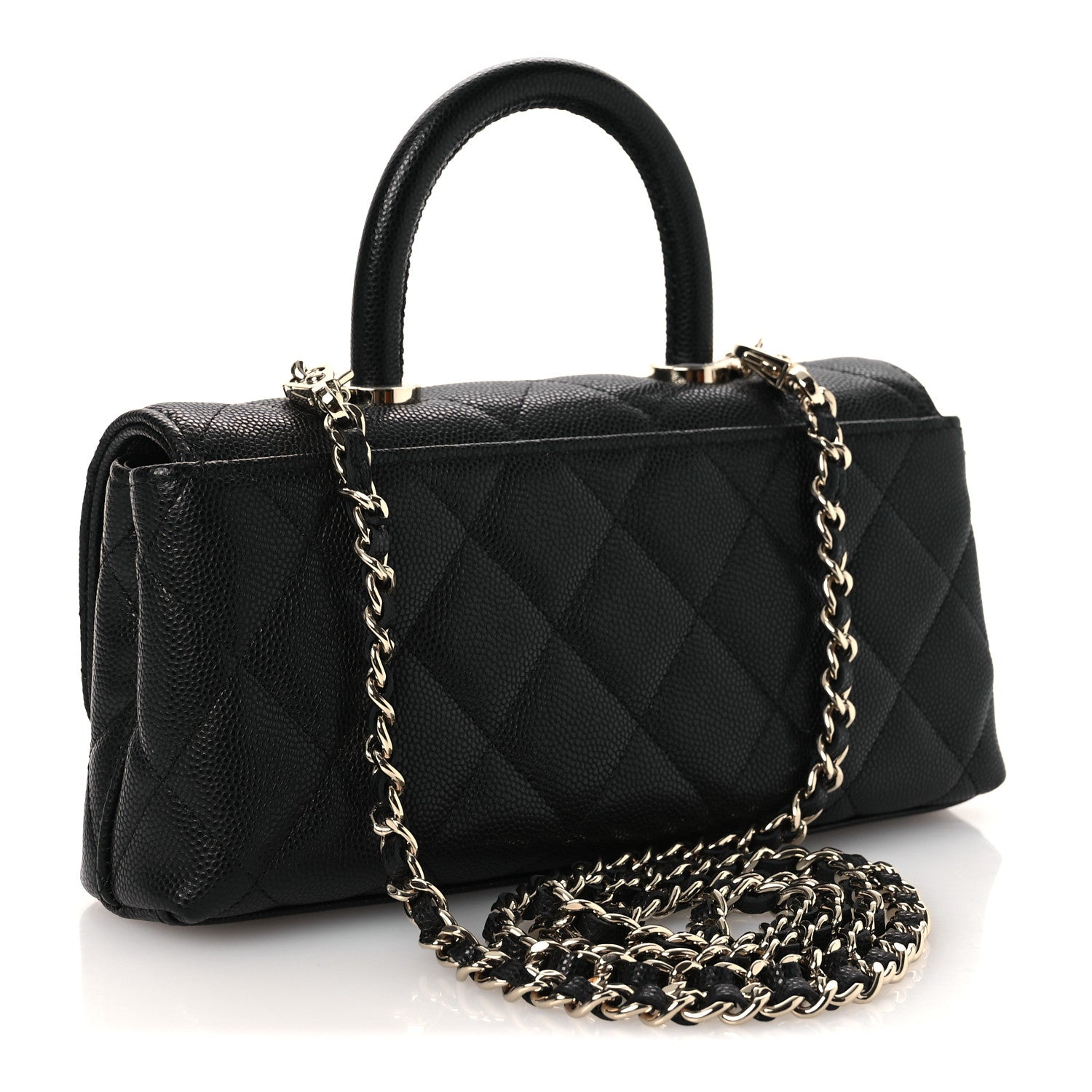 Caviar Quilted Maxi East West Coco Handle Flap Black — view 3