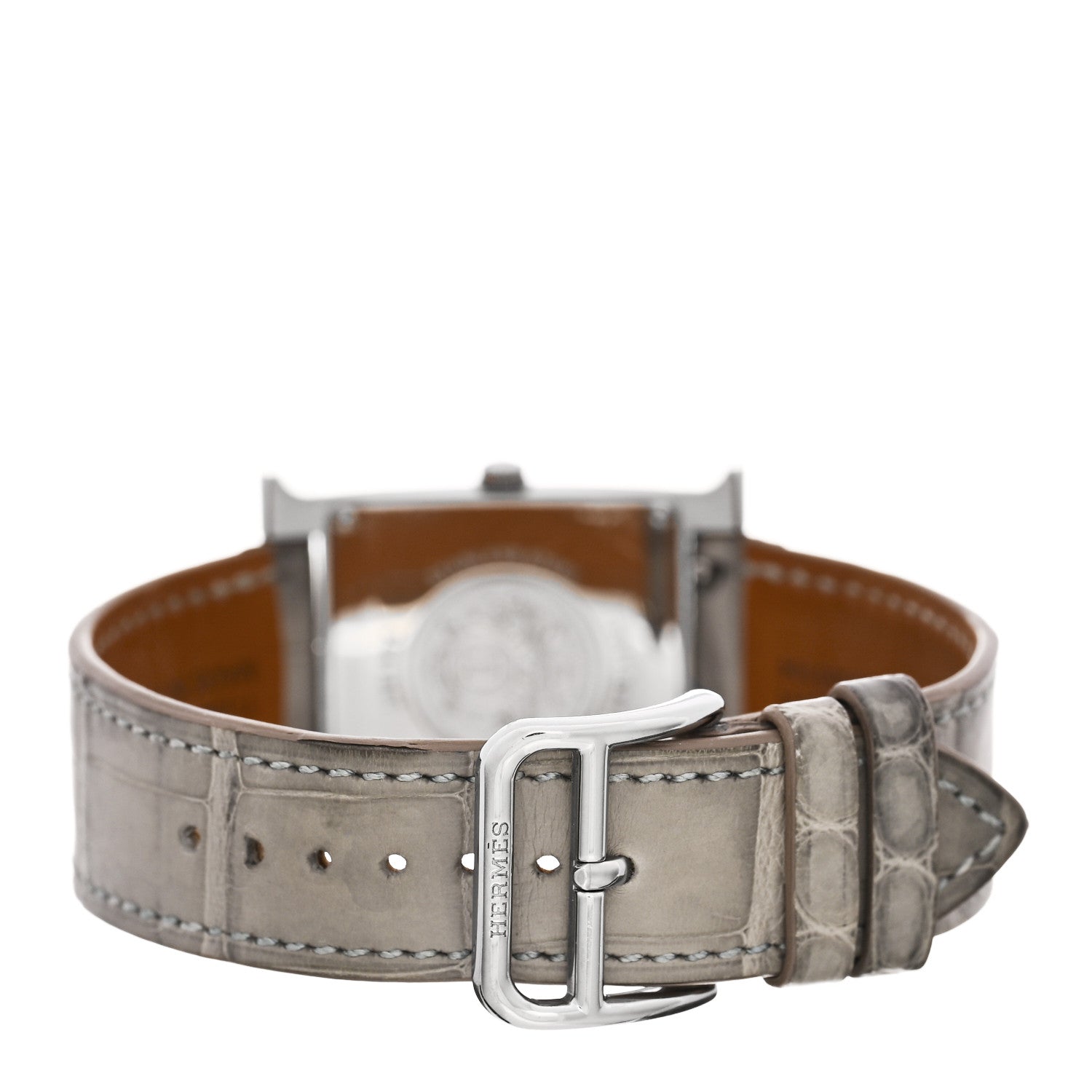 Stainless Steel Alligator Diamond Bezel Mother of Pearl 26mm Heure H Hour Quartz Watch Gris Perle — view 3