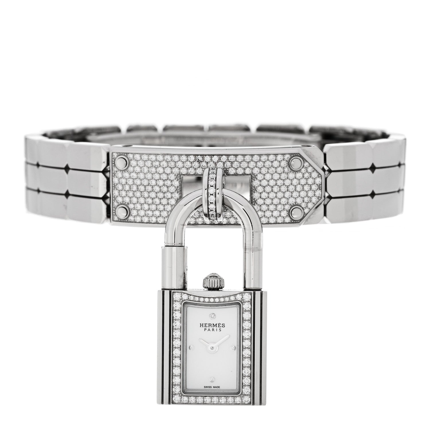 Stainless Steel Diamond Pave 16mm Kelly Quartz Watch — view 2