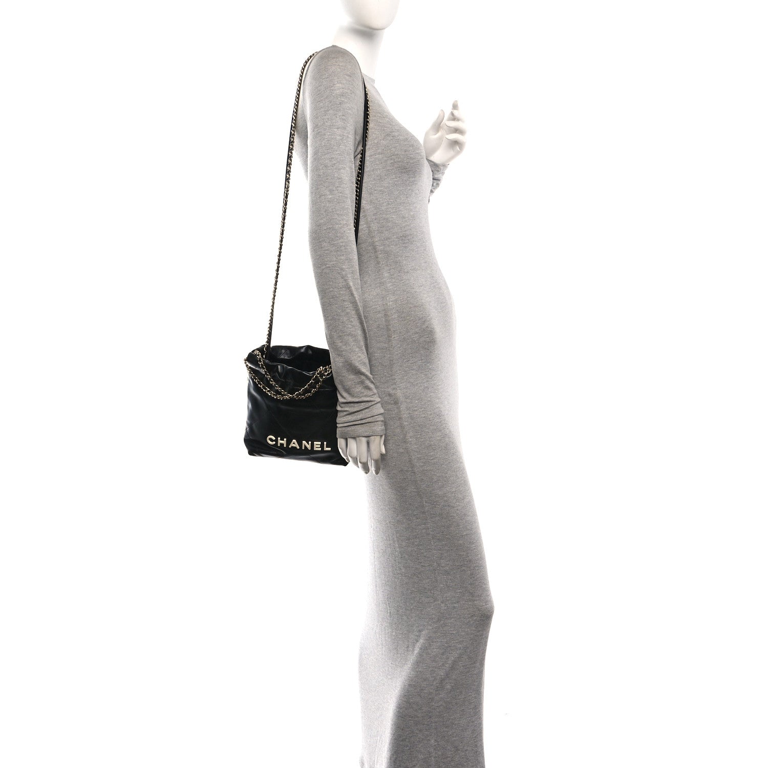 Shiny Calfskin Quilted Mini Chanel 22 Black White — view 2