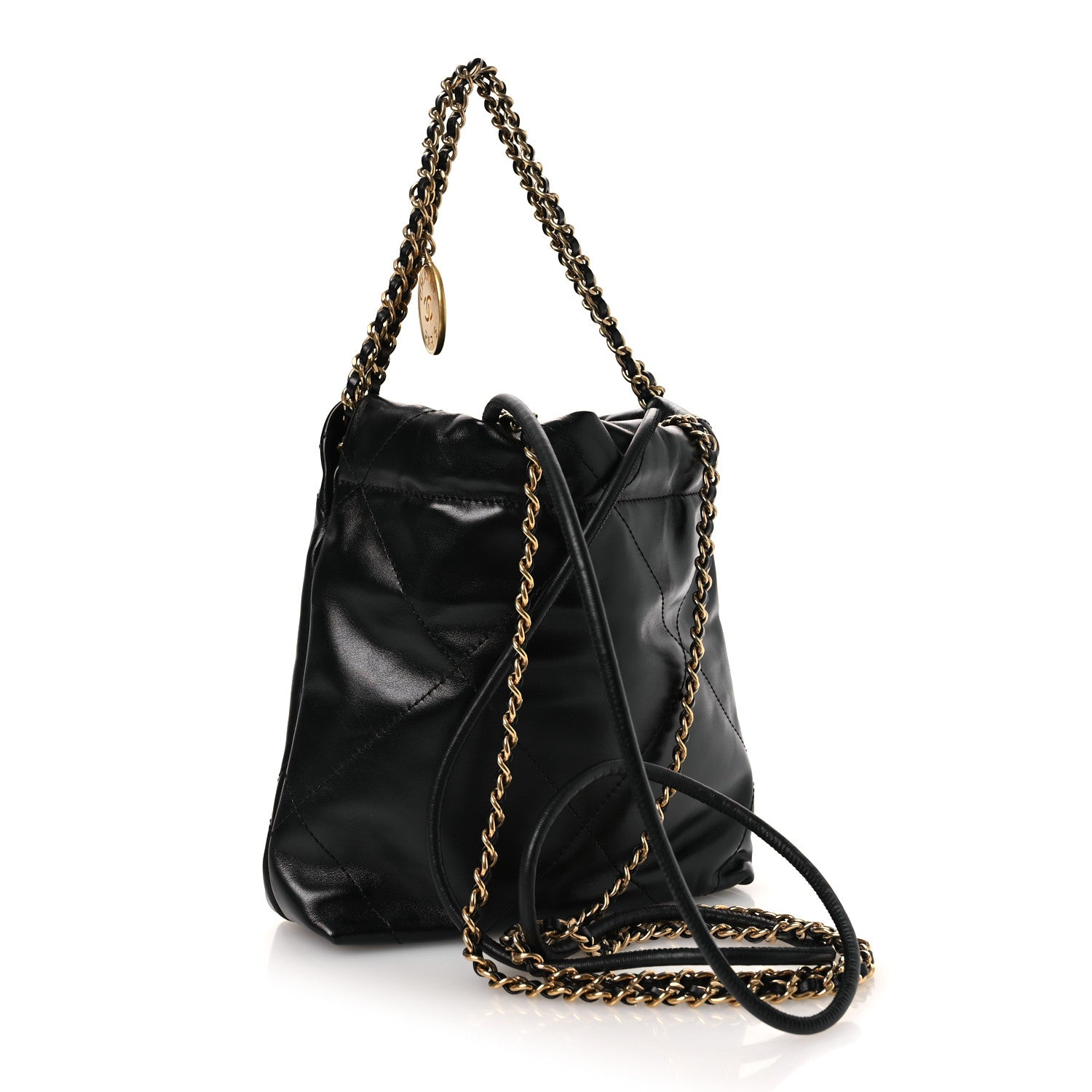 Shiny Calfskin Quilted Mini Chanel 22 Black White — view 3