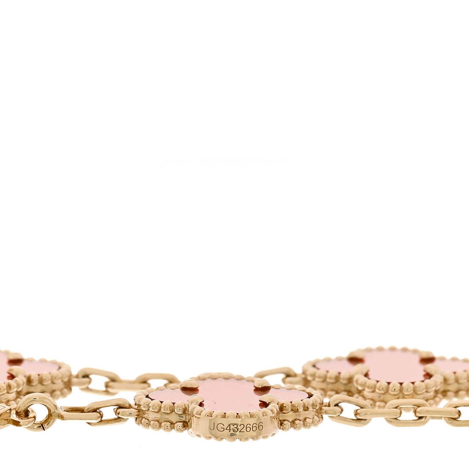 18K Yellow Gold Carnelian 5 Motifs Vintage Alhambra Bracelet — view 3