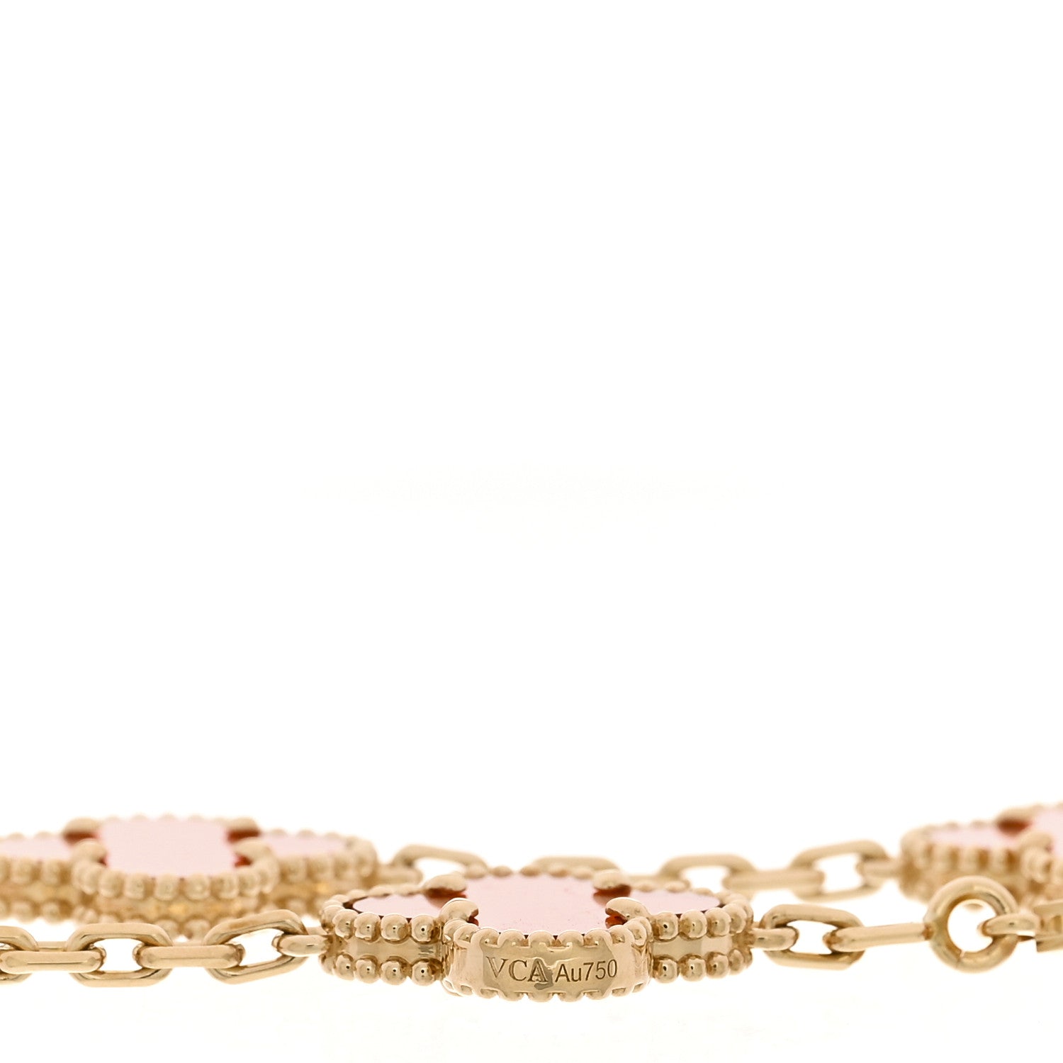 18K Yellow Gold Carnelian 5 Motifs Vintage Alhambra Bracelet — view 4