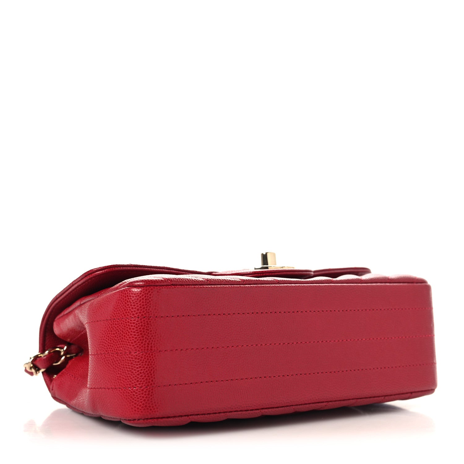 Caviar Chevron Quilted Mini Rectangular Flap Dark Red — view 4