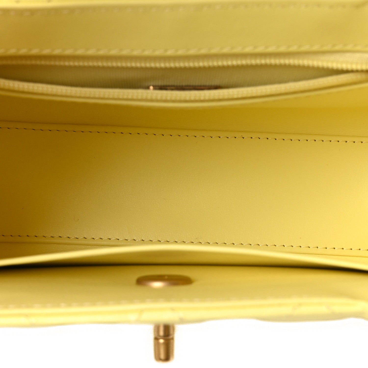Shiny Aged Calfskin Quilted Nano Kelly Shopper Light Yellow — view 5