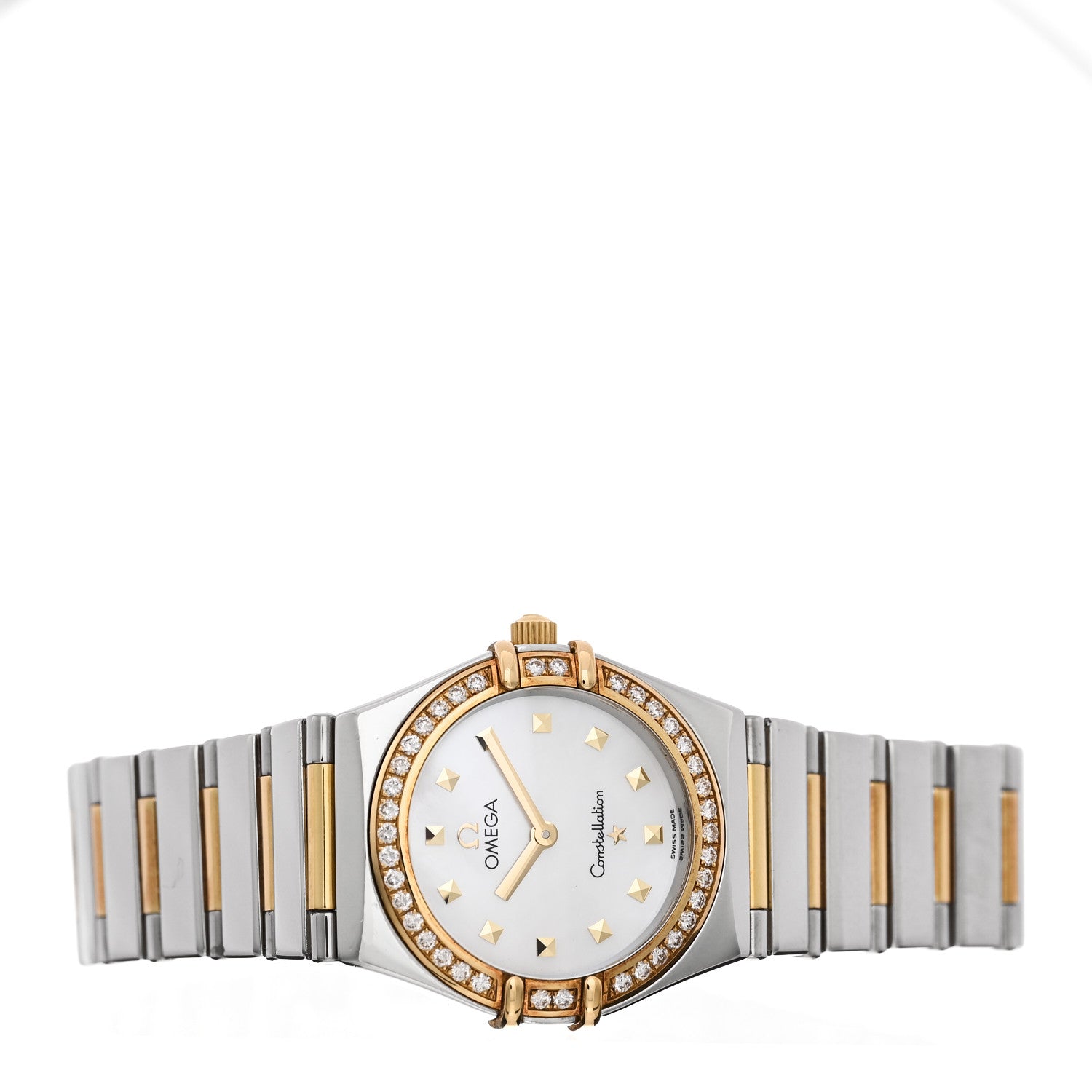 Stainless Steel 18K Yellow Gold Diamond Bezel Mother of Pearl 25.5mm Constellation My Choice Quartz Watch 1376.71.00 — view 2