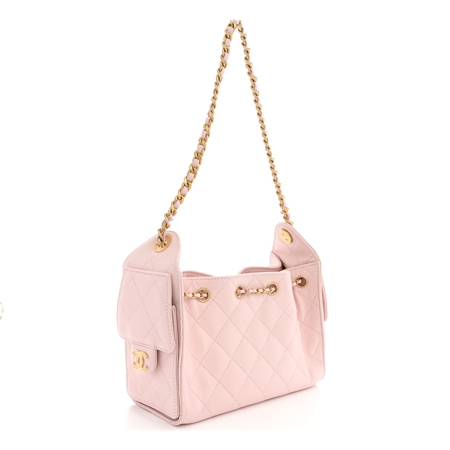 Caviar Quilted Mini Chanel 25 Handbag Light Pink — view 3