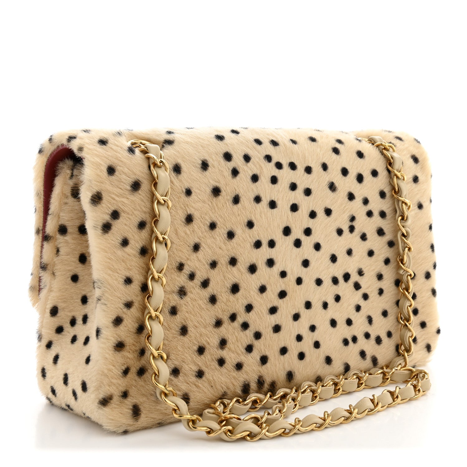Pony Hair Cheetah Printed Creative Fabrics Flap Light Beige Black — view 3