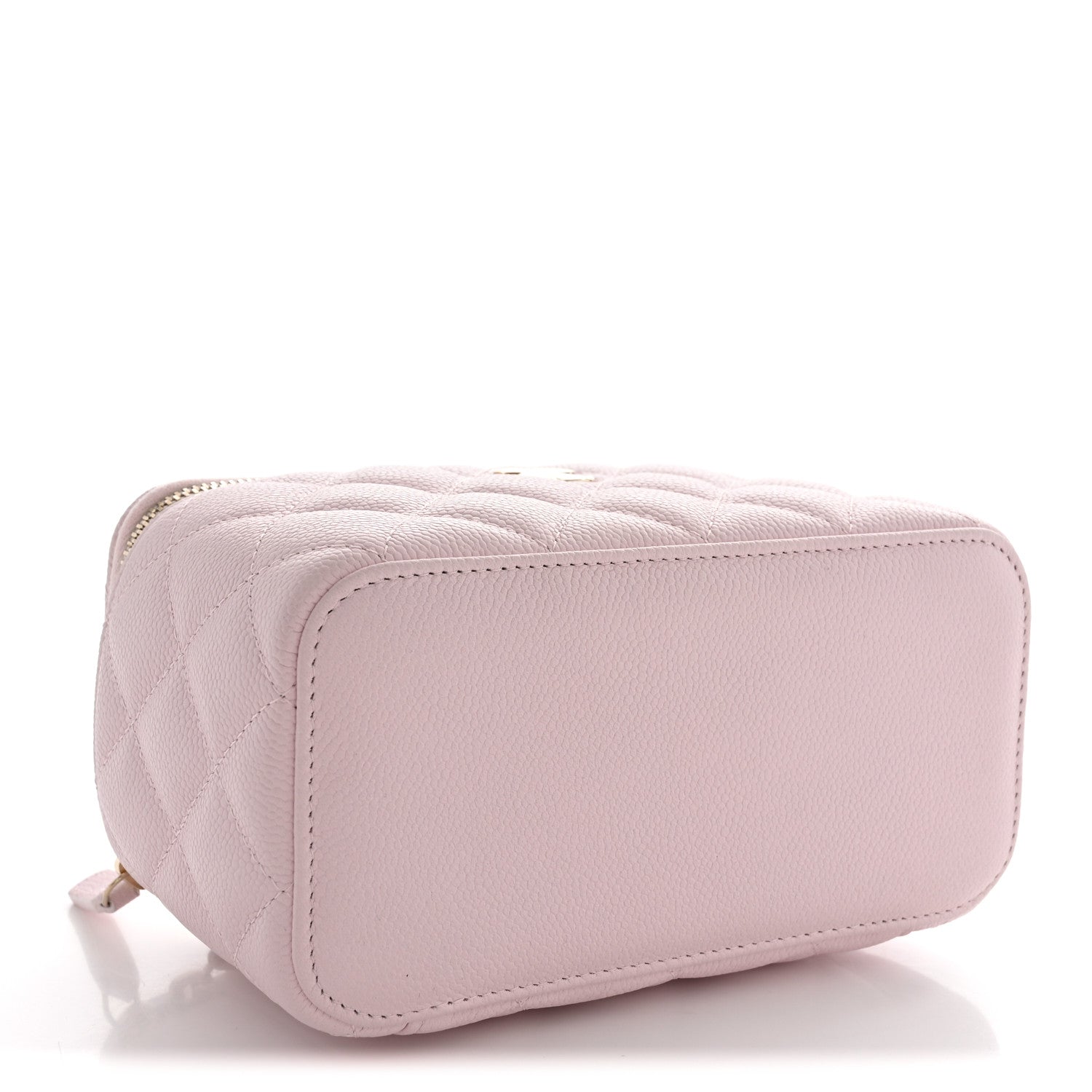 Caviar Quilted Small Tiny CC Vanity Case With Chain Light Pink — view 3