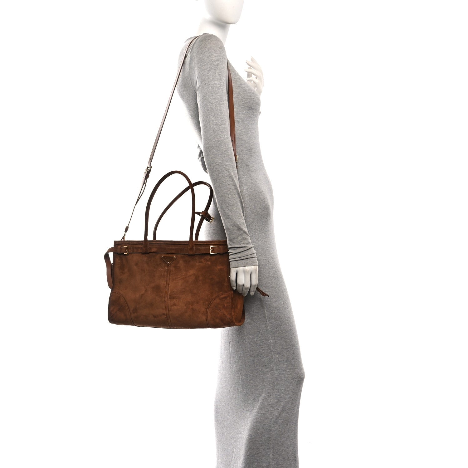 Suede Large Bonnie Shoulder Bag Cacao — view 2