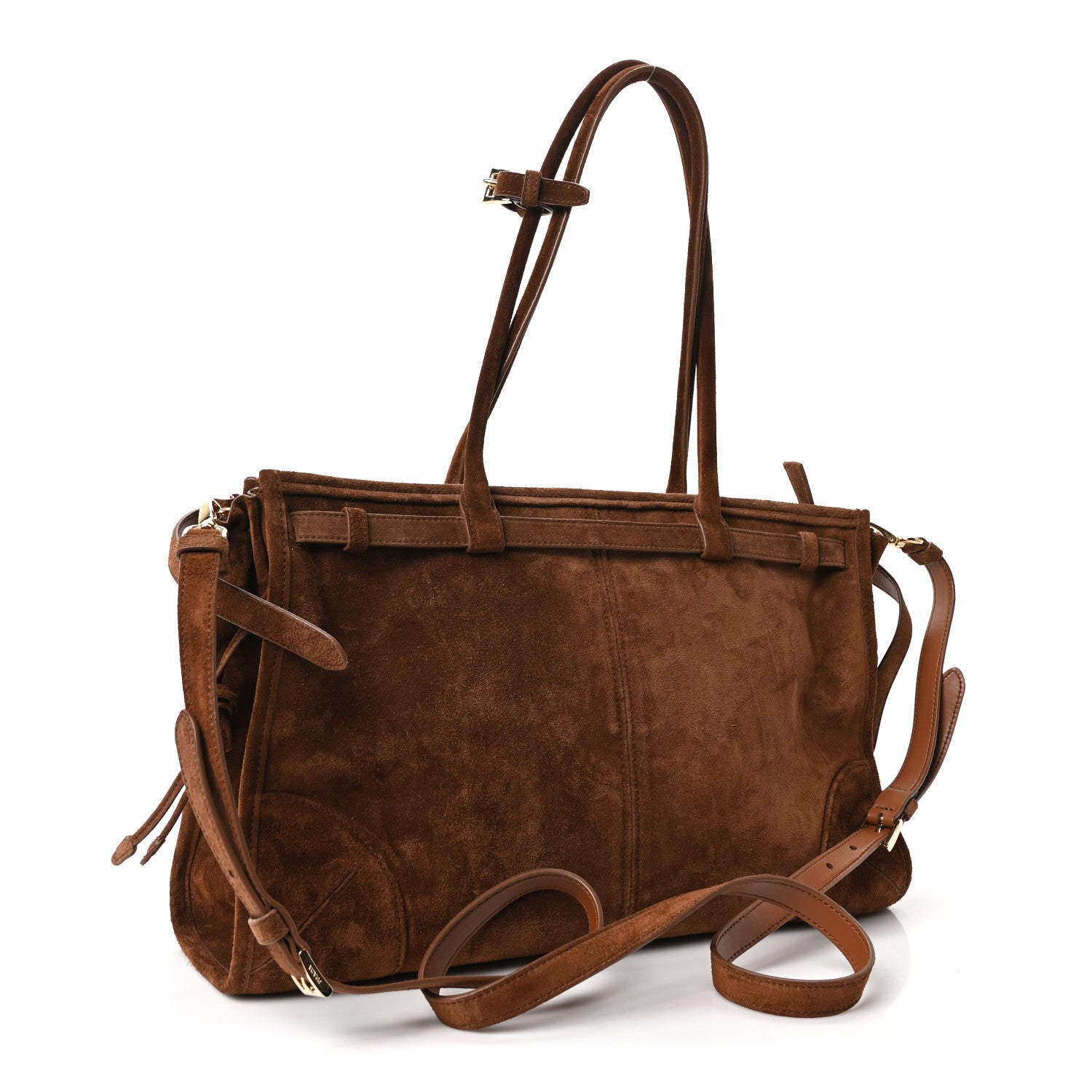 Suede Large Bonnie Shoulder Bag Cacao — view 3