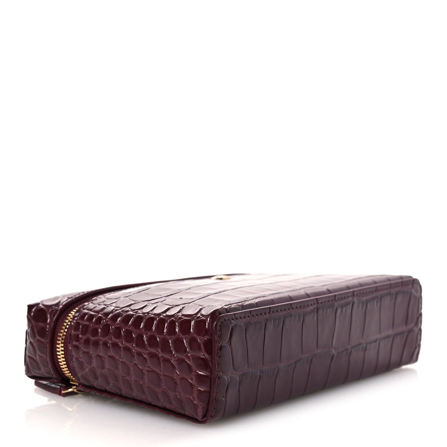 Calfskin Crocodile Embossed Crococo Exoticoco Vanity With Chain Dark Burgundy — view 3