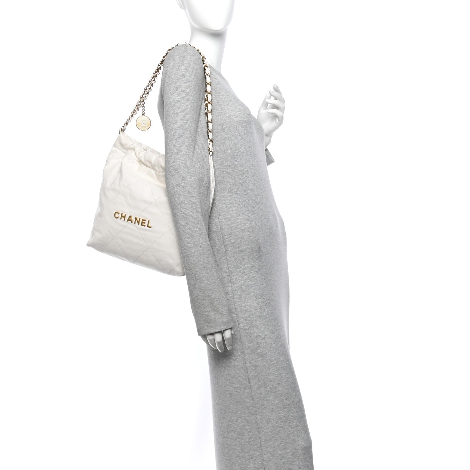 Shiny Calfskin Quilted Small Chanel 22 White — view 2