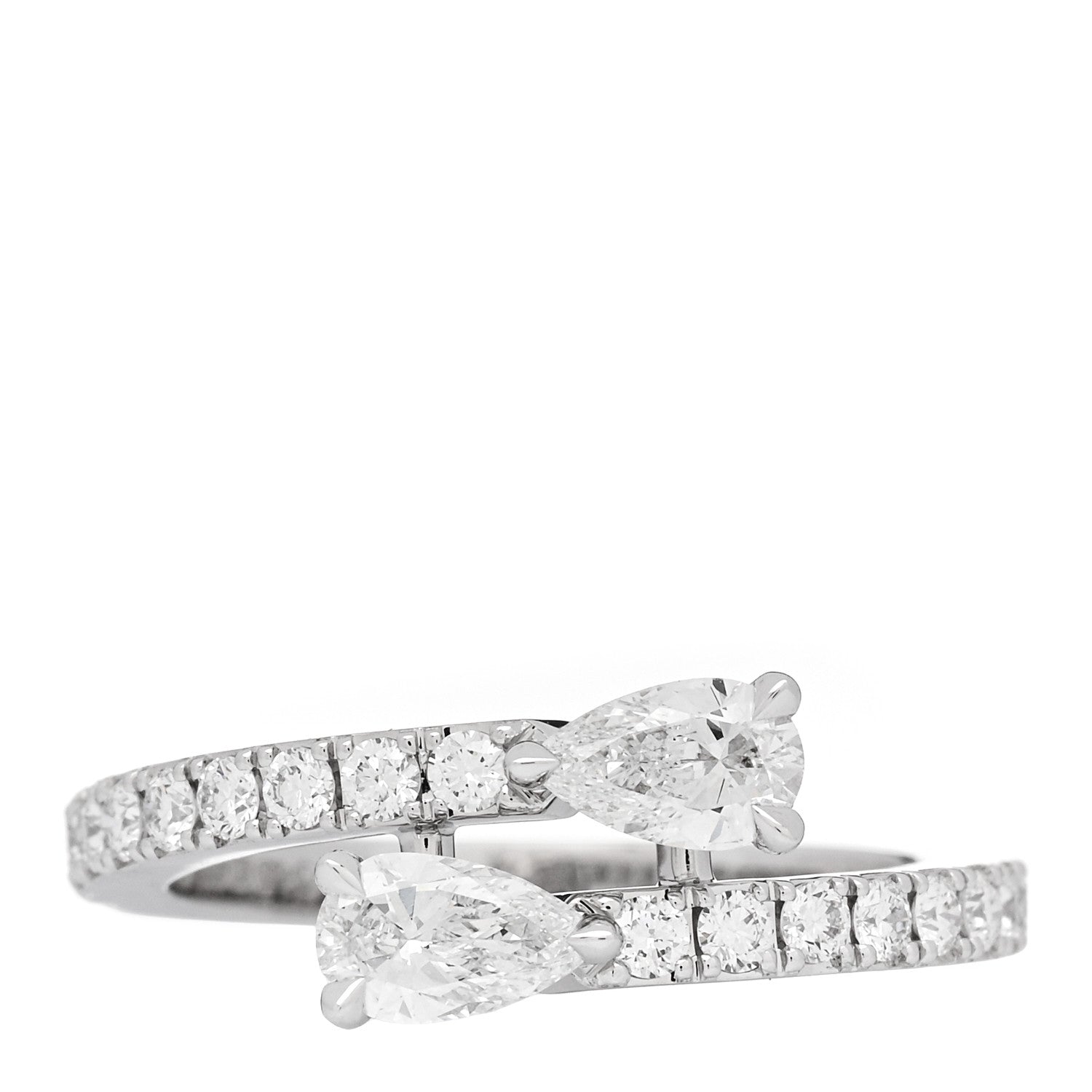 18K White Gold Diamond Duet Wraparound Ring 49 4.75