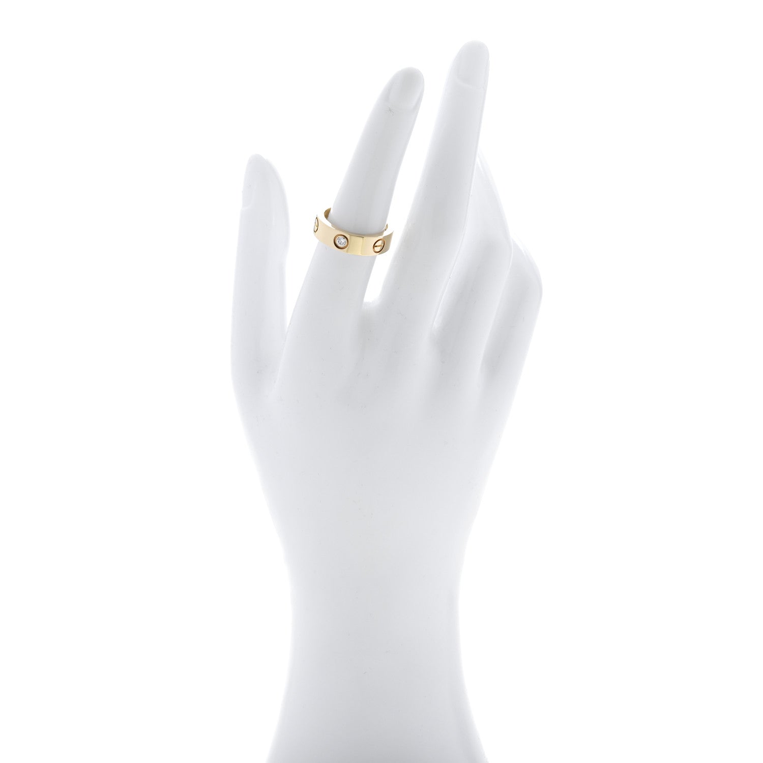 18K Yellow Gold 3 Diamond 5.5mm LOVE Ring 53 6.5 — view 2
