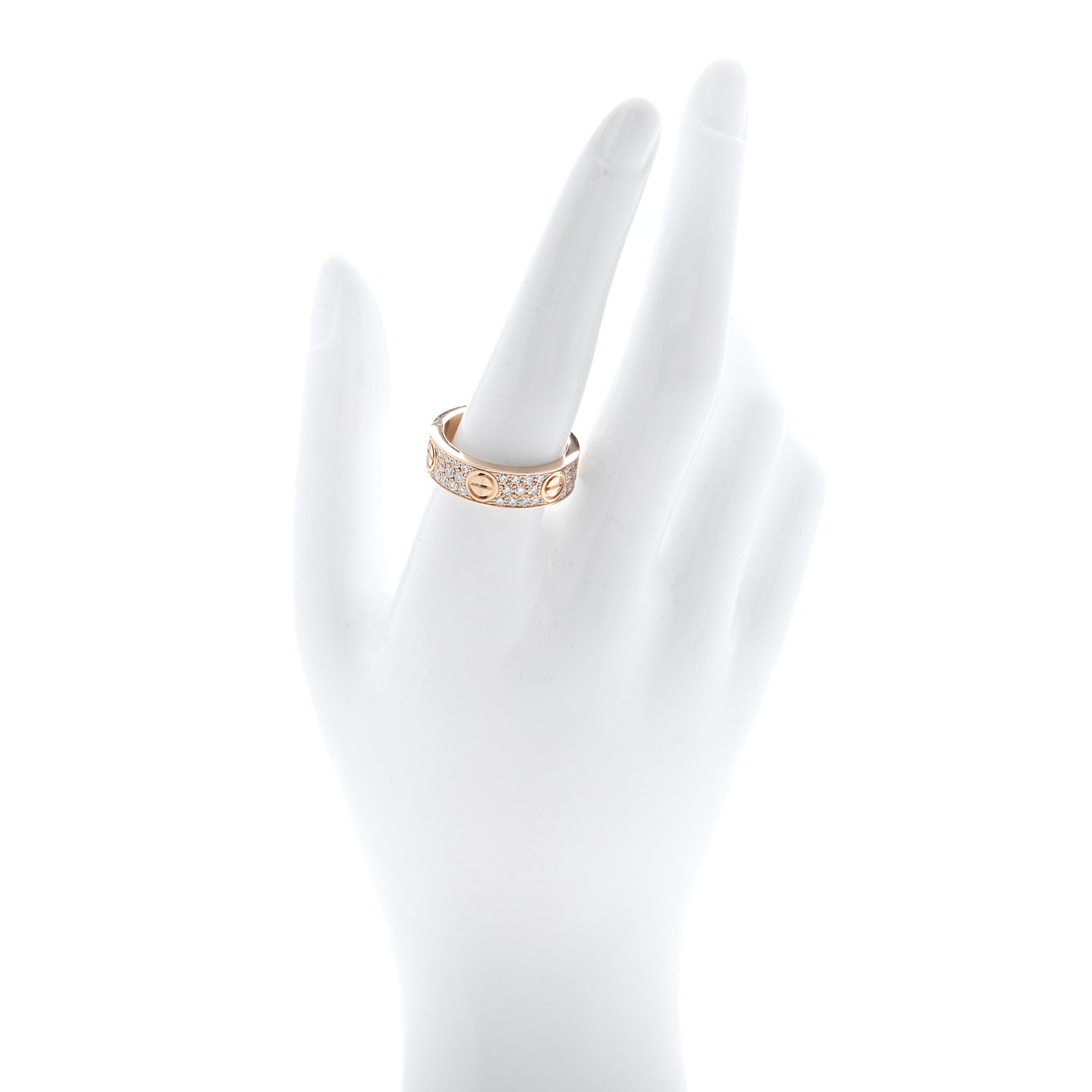 18K Pink Gold Diamond 6.5mm LOVE Paved Ring 60 9 — view 2