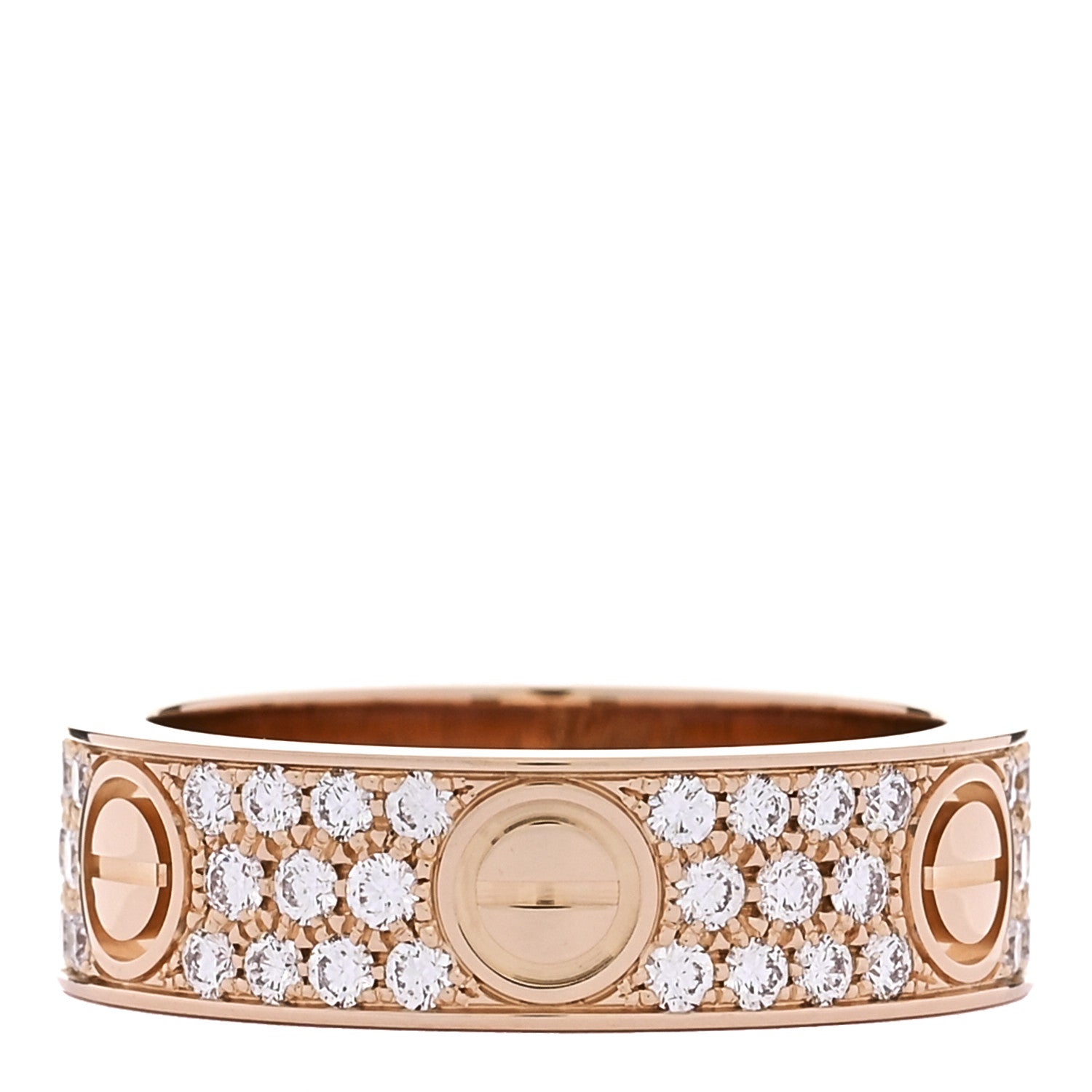 18K Pink Gold Diamond 6.5mm LOVE Paved Ring 60 9 — view 3