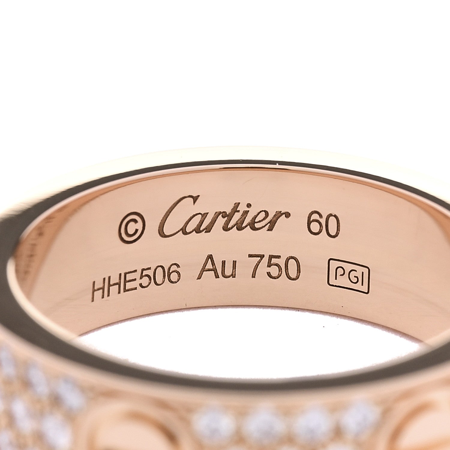 18K Pink Gold Diamond 6.5mm LOVE Paved Ring 60 9 — view 4