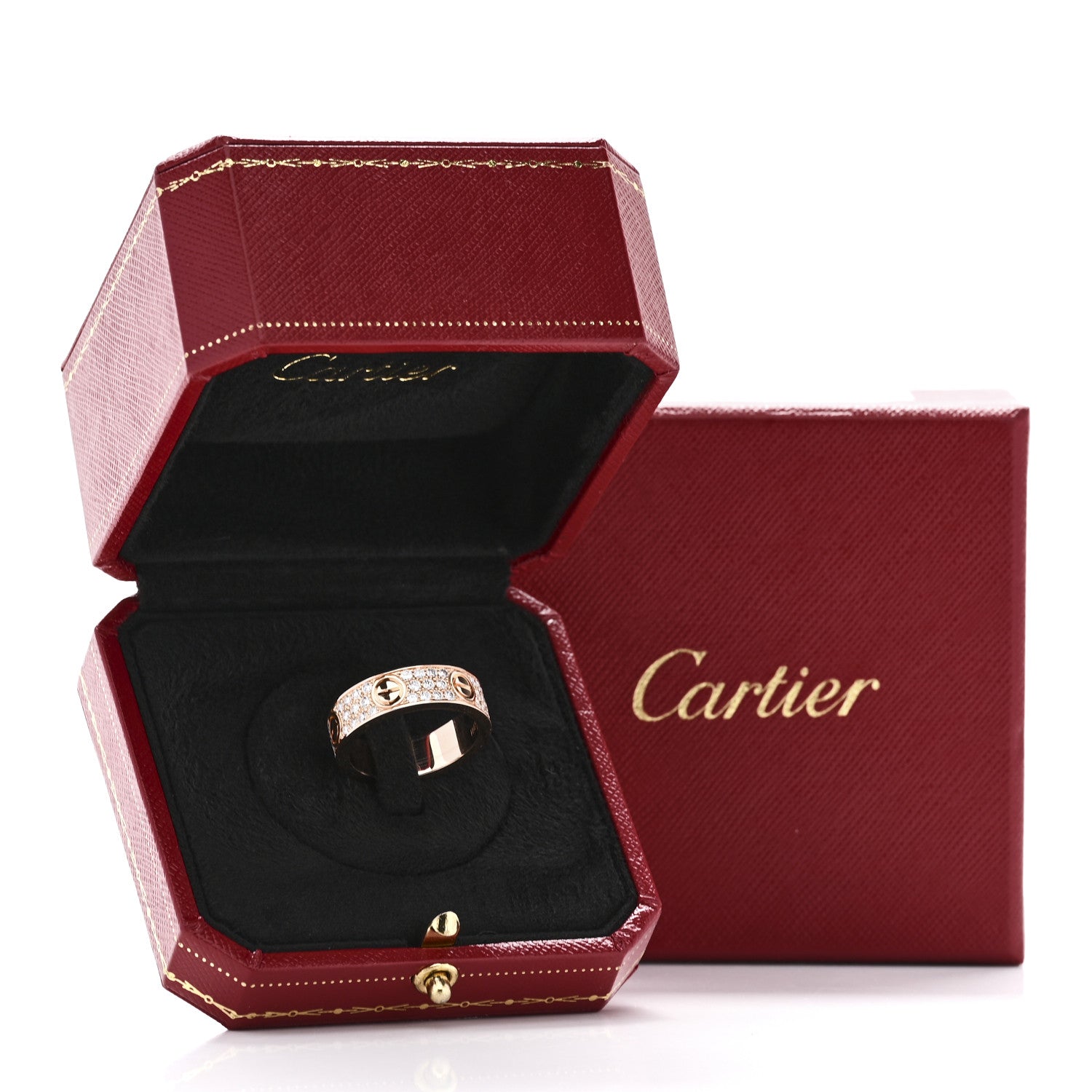 18K Pink Gold Diamond 6.5mm LOVE Paved Ring 60 9 — view 5