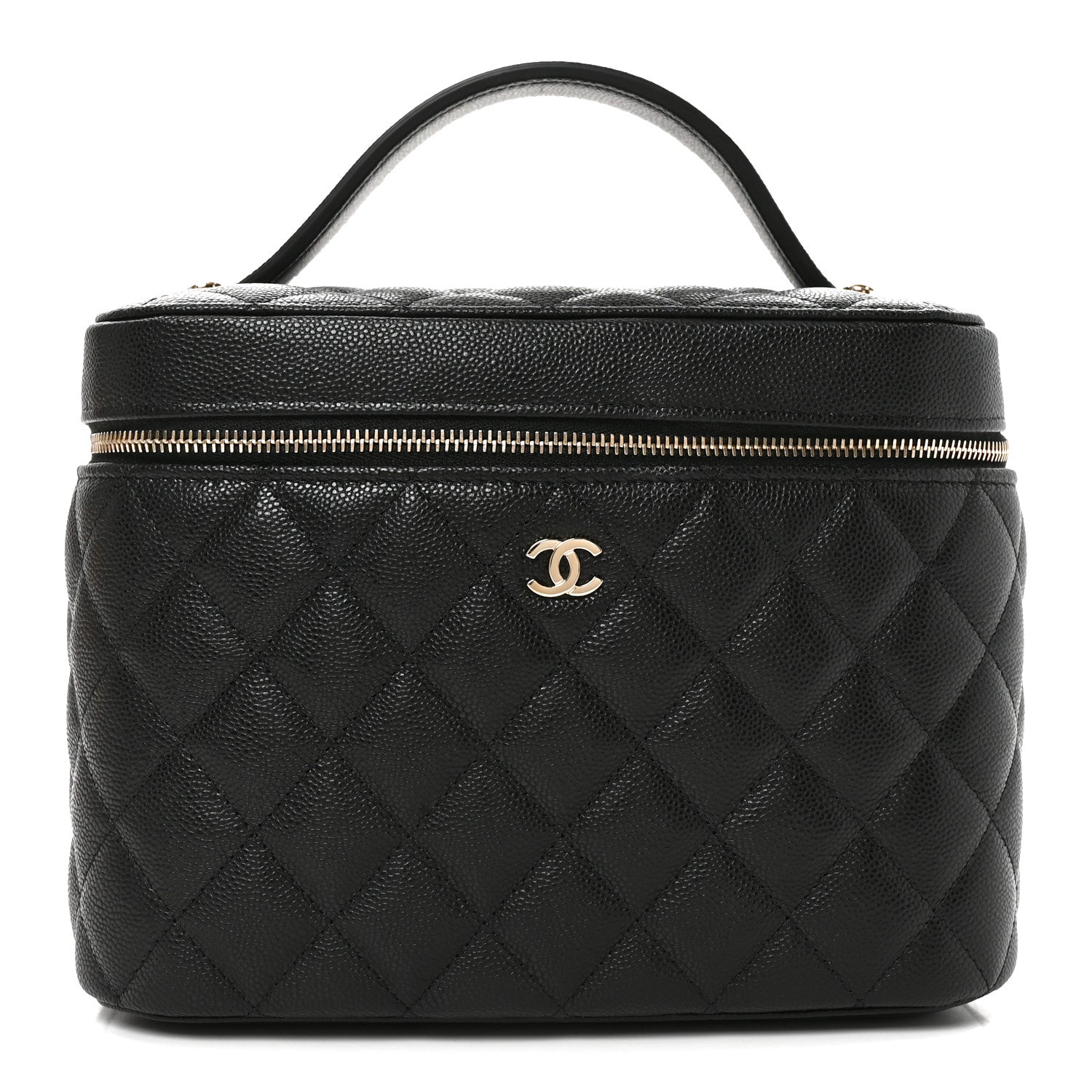 Caviar Quilted Large Vanity Pouch Black