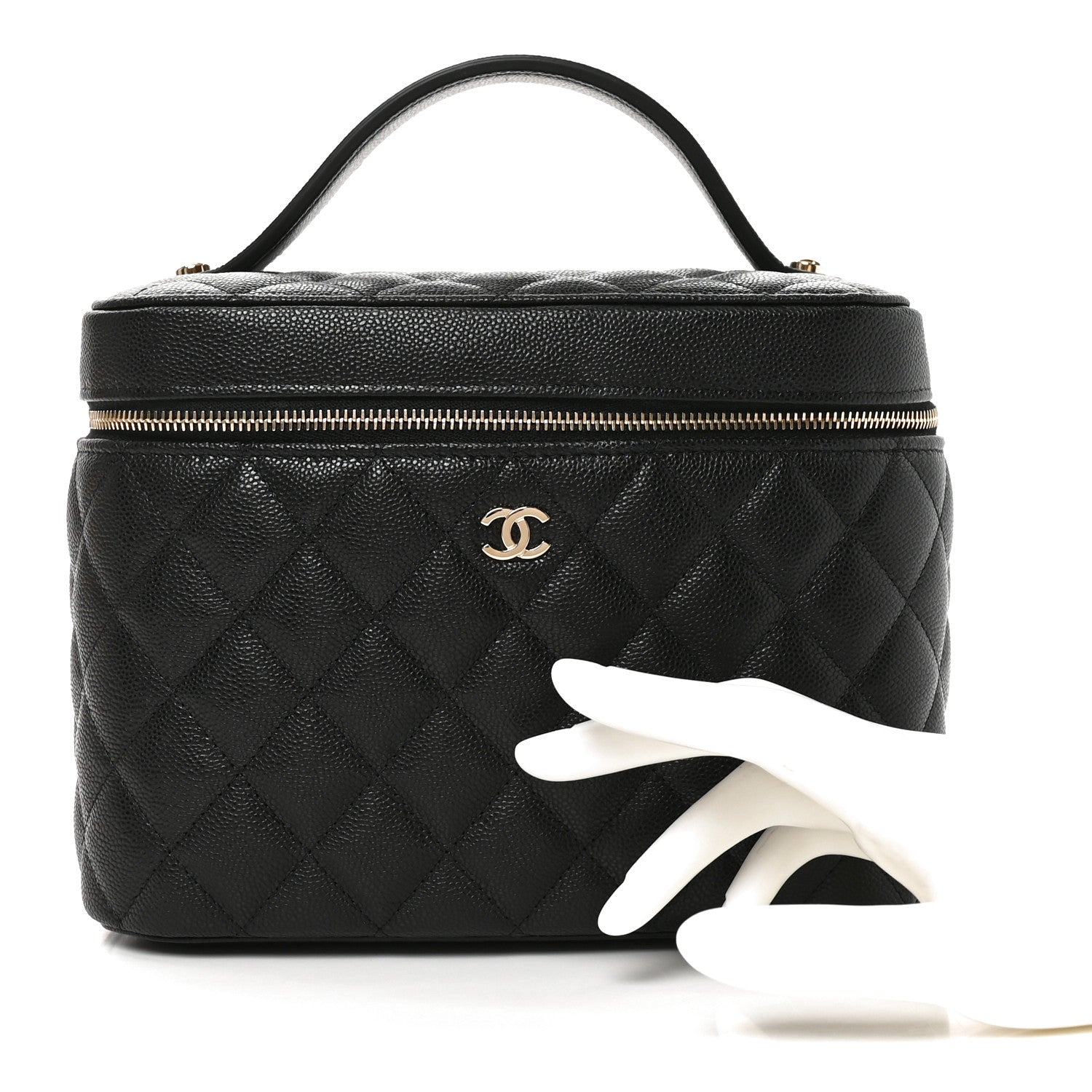 Caviar Quilted Large Vanity Pouch Black — view 2
