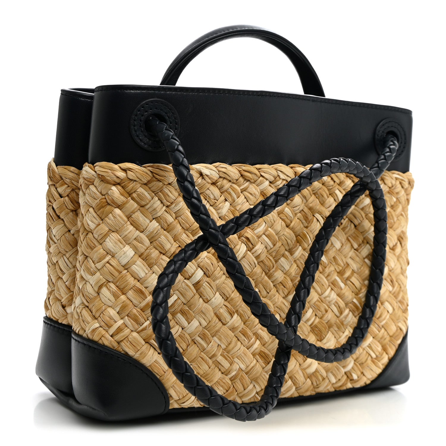 Raffia Lambskin Intrecciato Small Andiamo Shoulder Bag Natural Midnight — view 3
