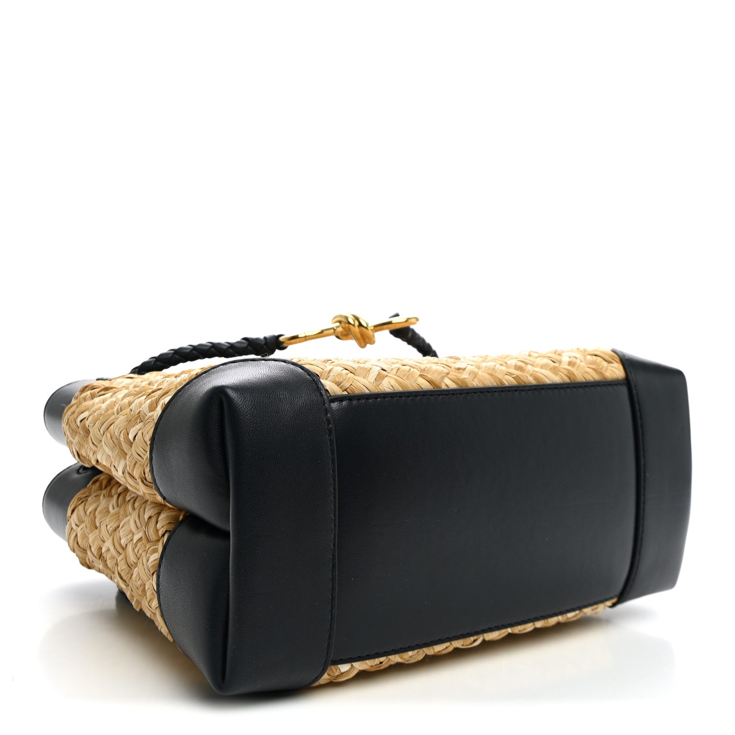 Raffia Lambskin Intrecciato Small Andiamo Shoulder Bag Natural Midnight — view 4