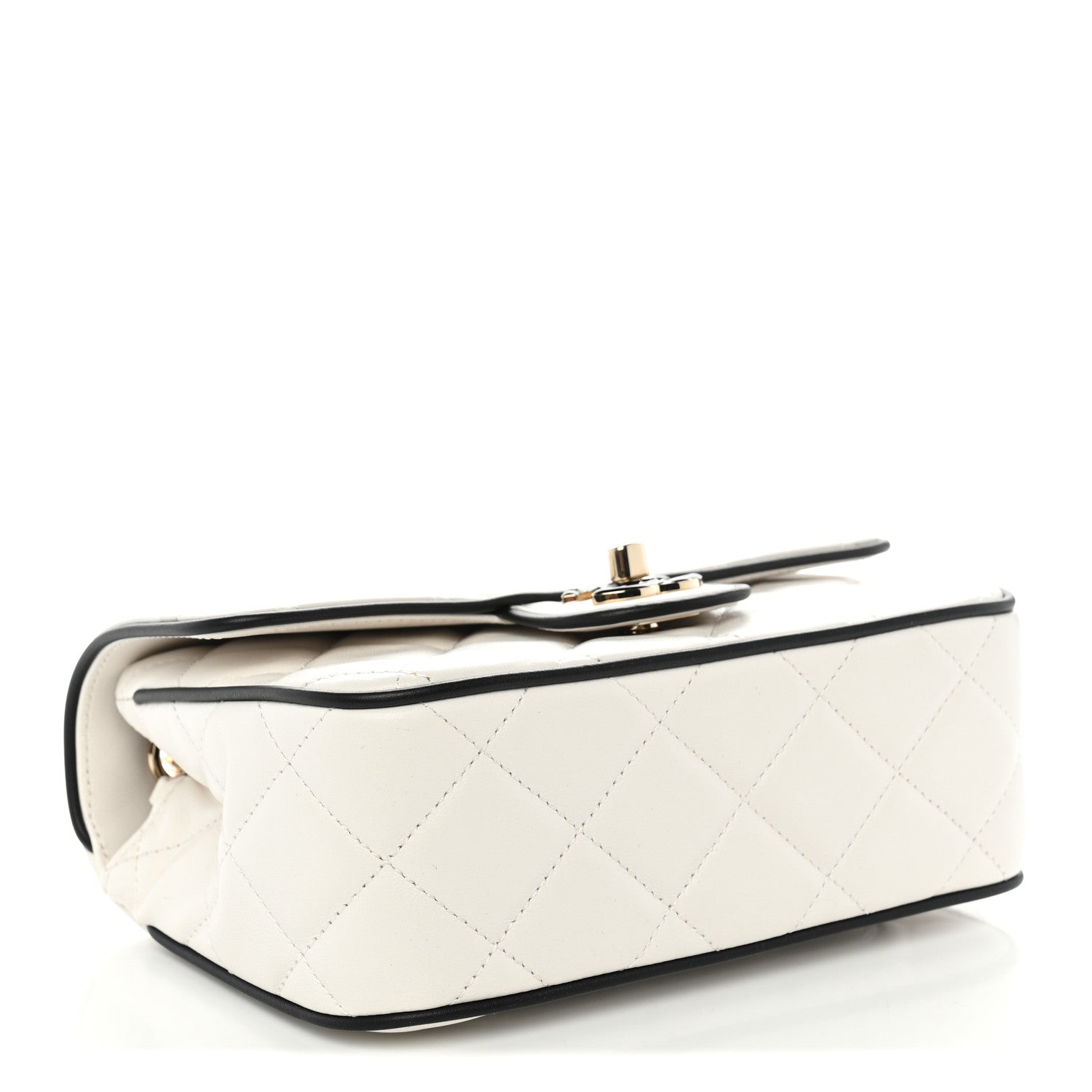 Lambskin Quilted Resin CC Mini Flap Bag White Black — view 4