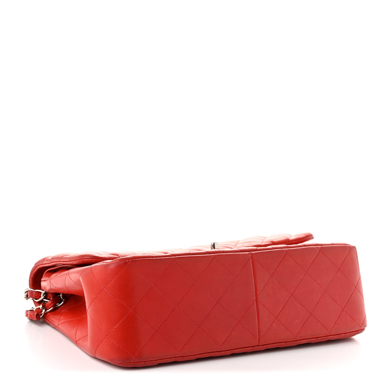 Lambskin Quilted Jumbo Double Flap Red — view 4