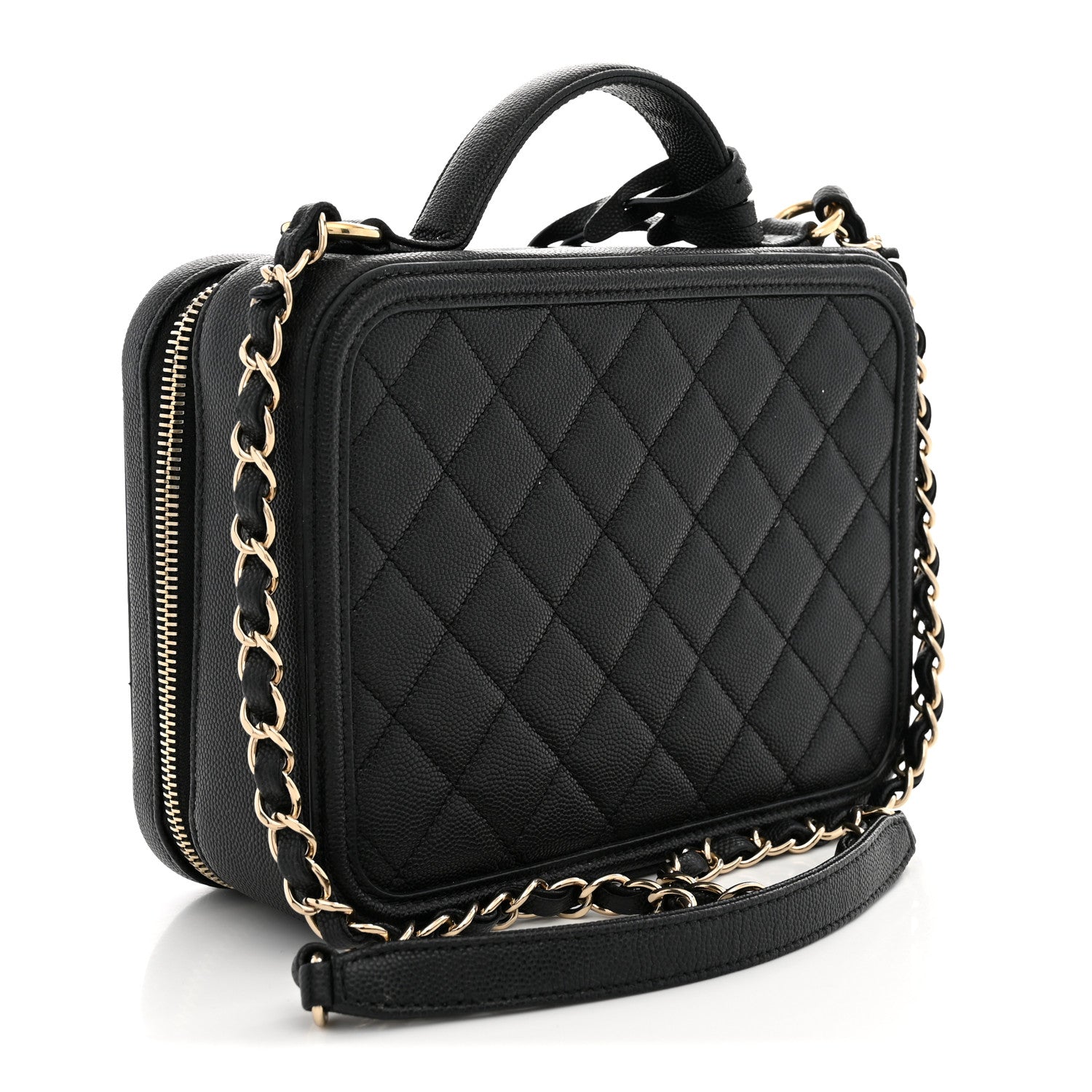 Caviar Quilted Medium CC Filigree Vanity Case Black — view 3