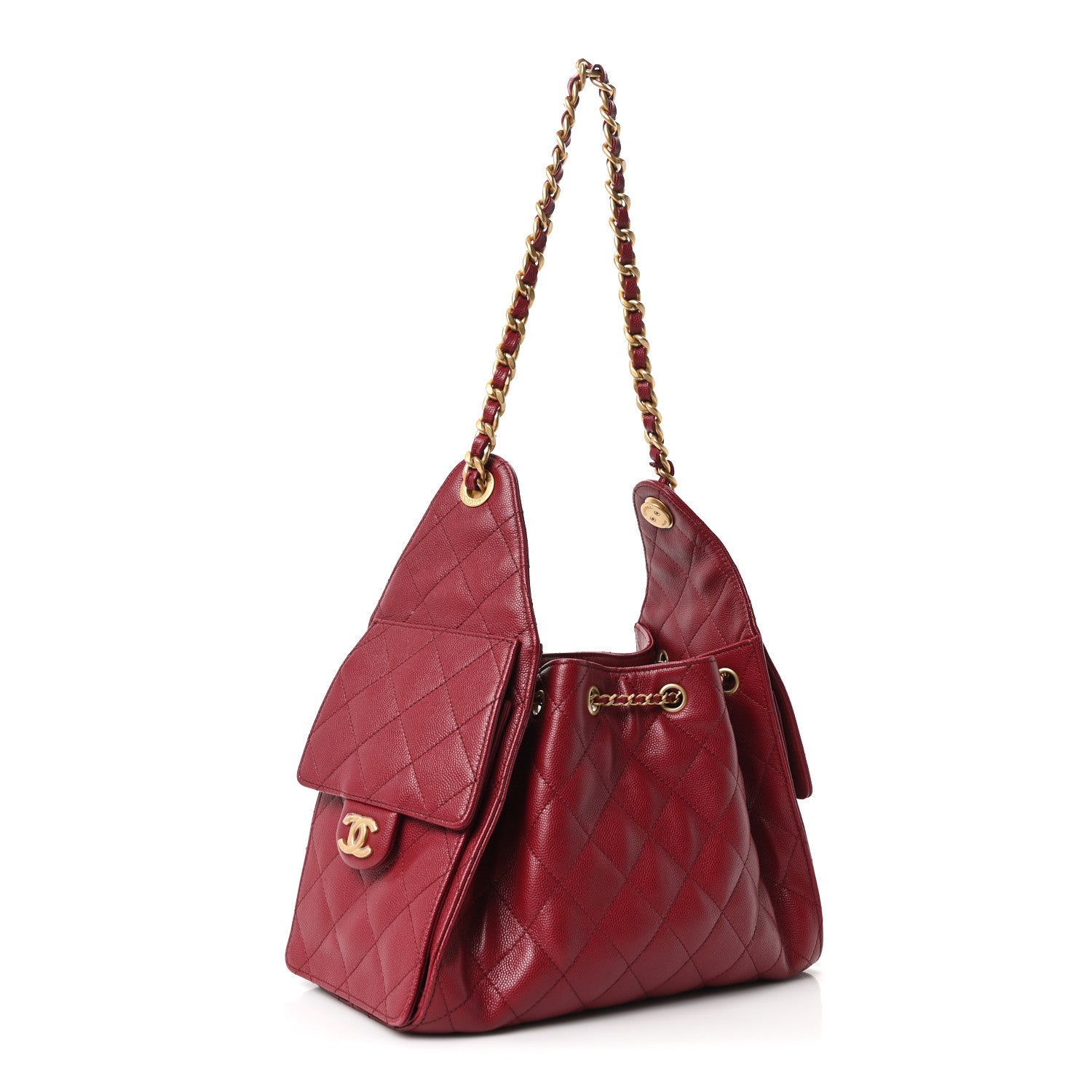 Caviar Quilted Small Chanel 25 Handbag Burgundy — view 3