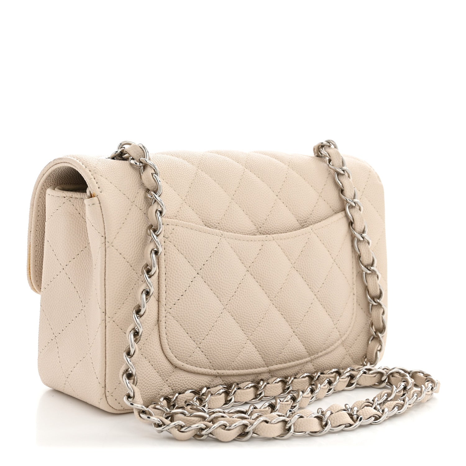 Caviar Quilted Mini Rectangular Flap Light Beige — view 3